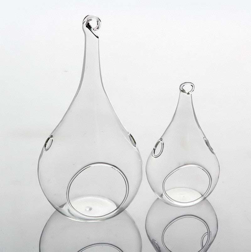 10 Pack Clear Glass Tealight Candle Holders - Hanging Tear Drop Pear Hourglass Shape (20cm High) for Terrariums, Mini Gardens, Wedding Decor & DIY Crafts - Perfect Home Decoration Gift Set