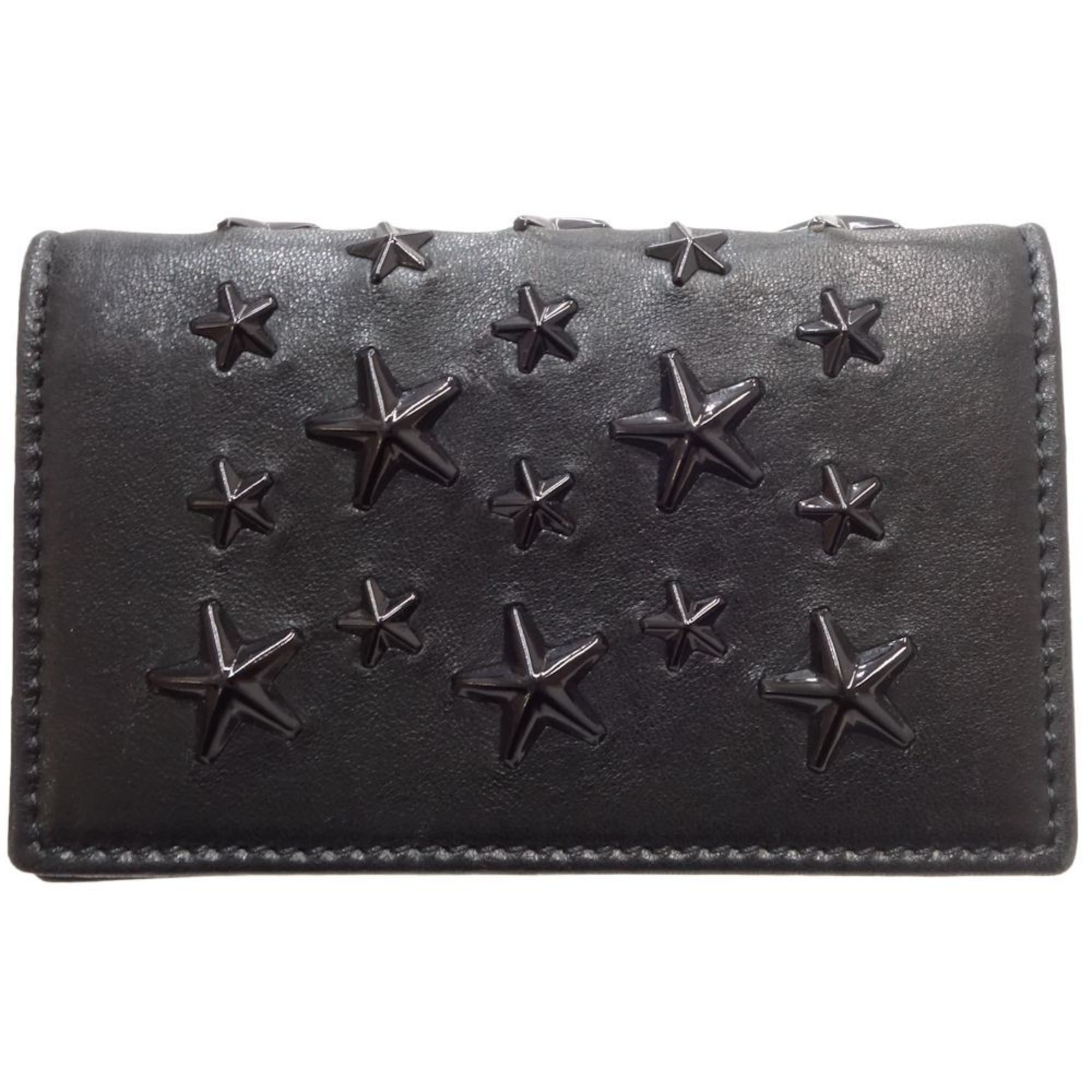 Black Leather Star Studs Card Holder Wallet - Stylish & Compact for Credit Cards, ID, and Cash - Perfect for Everyday Use, Travel, and Night Out