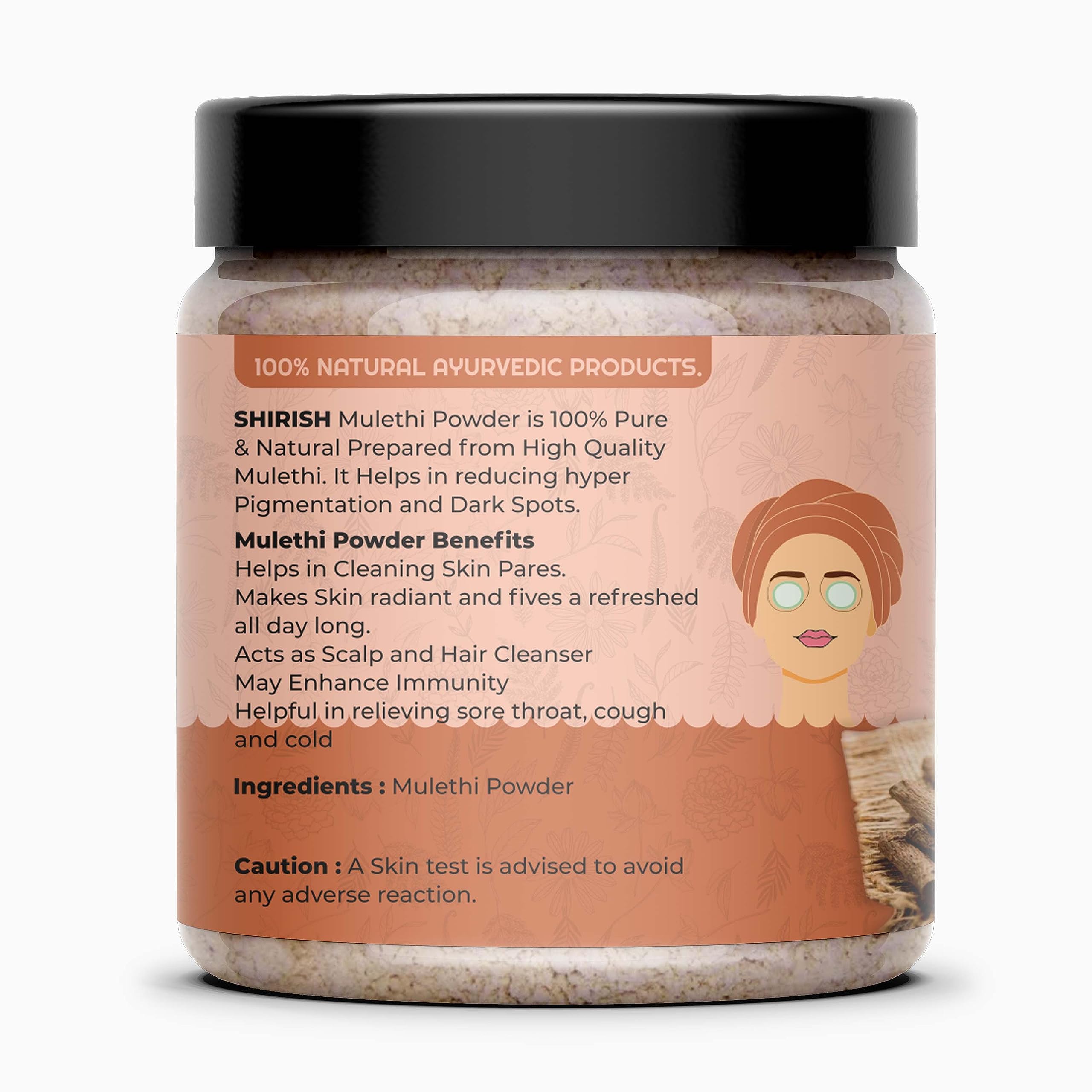 Organic Shirish Masala Mulethi Powder (Licorice Root/Yashtimadhu) - 100g Glass Jar - Herbal Ayurvedic Supplement for Digestion & Immunity - Perfect for Tea, Cooking & Natural Remedies