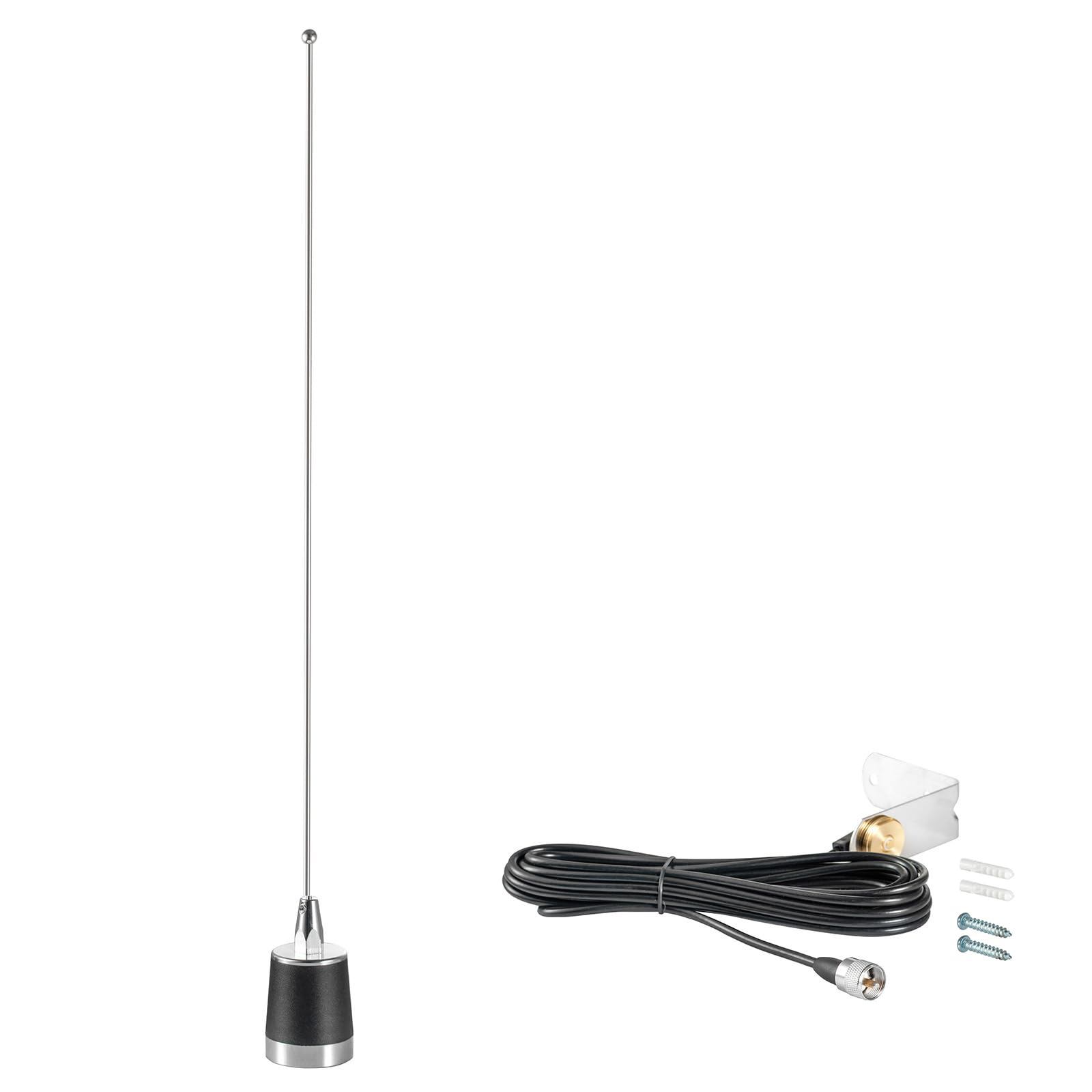 Eifagur Dual Band 144/430MHz UHF VHF Mobile Antenna - 2 Meter & 70cm NMO Mount with 16.5ft PL259 Male Plug - Compatible with Car Truck Vehicle Two Way Radios & Transceivers - Perfect for Emergency Communication, Off-Road Adventures & Fleet Management