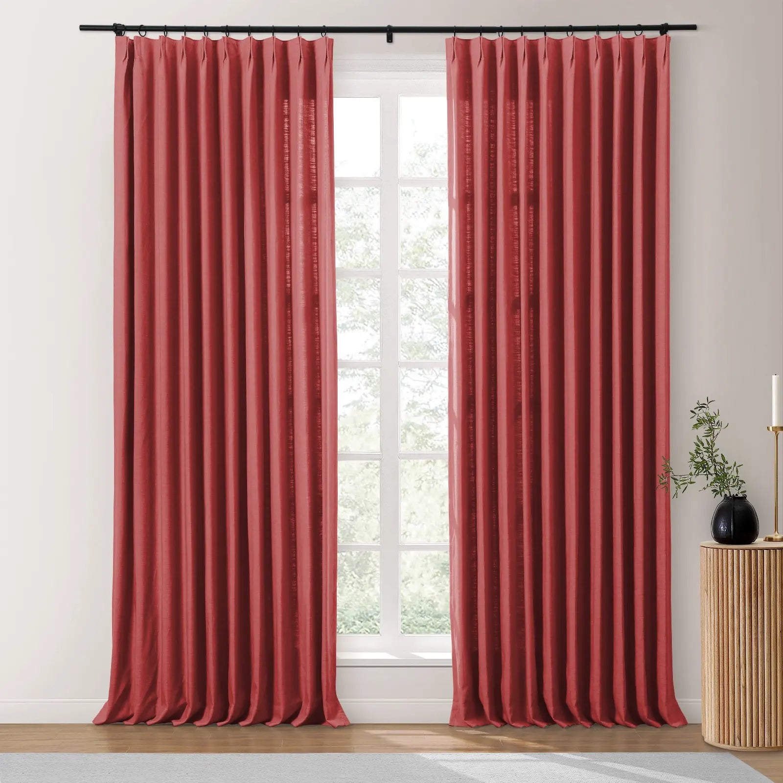 Isabella Heavyweight Cotton Blackout Curtains - Thermal Insulated Pleated Drapes for Living Room & Bedroom - Noise Reducing & Energy Saving Home Decor