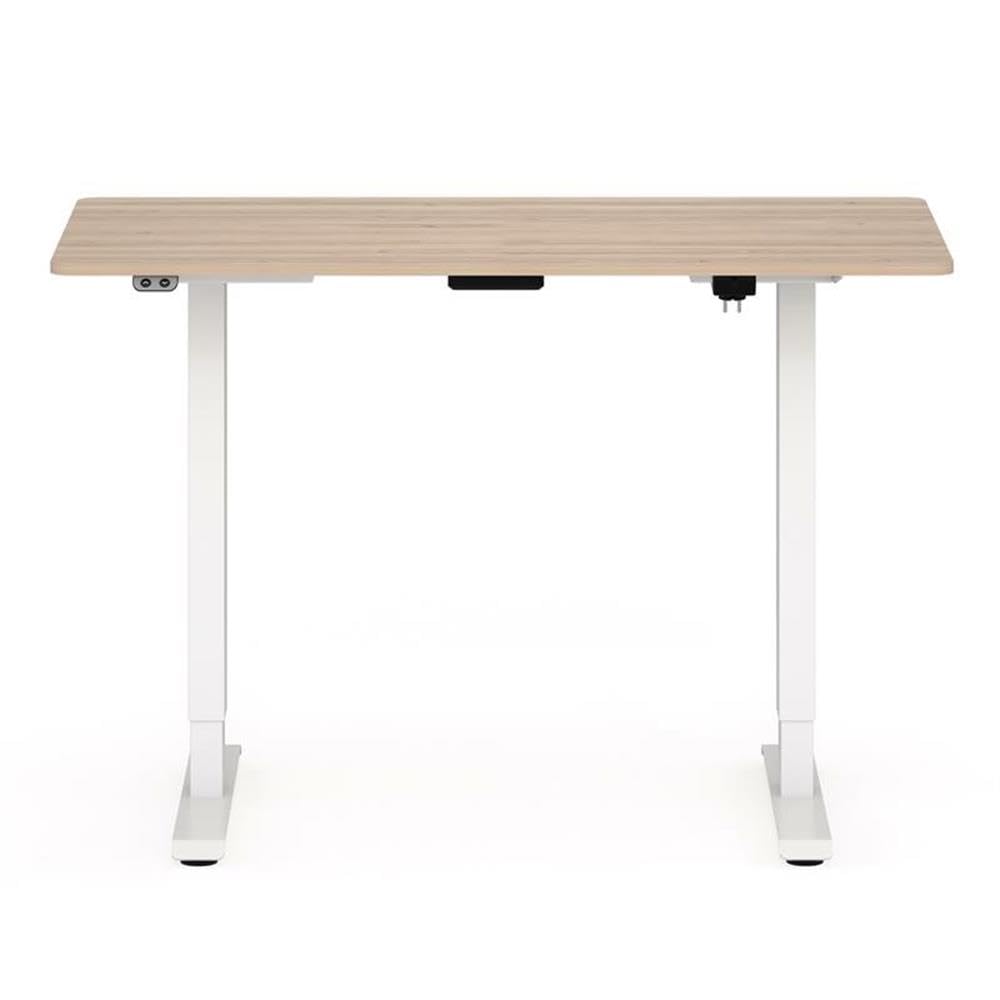 Tilah Adjustable Height Metal Office Desk - Natural Finish | Ergonomic Home & Workspace Furniture for Standing & Sitting Comfort