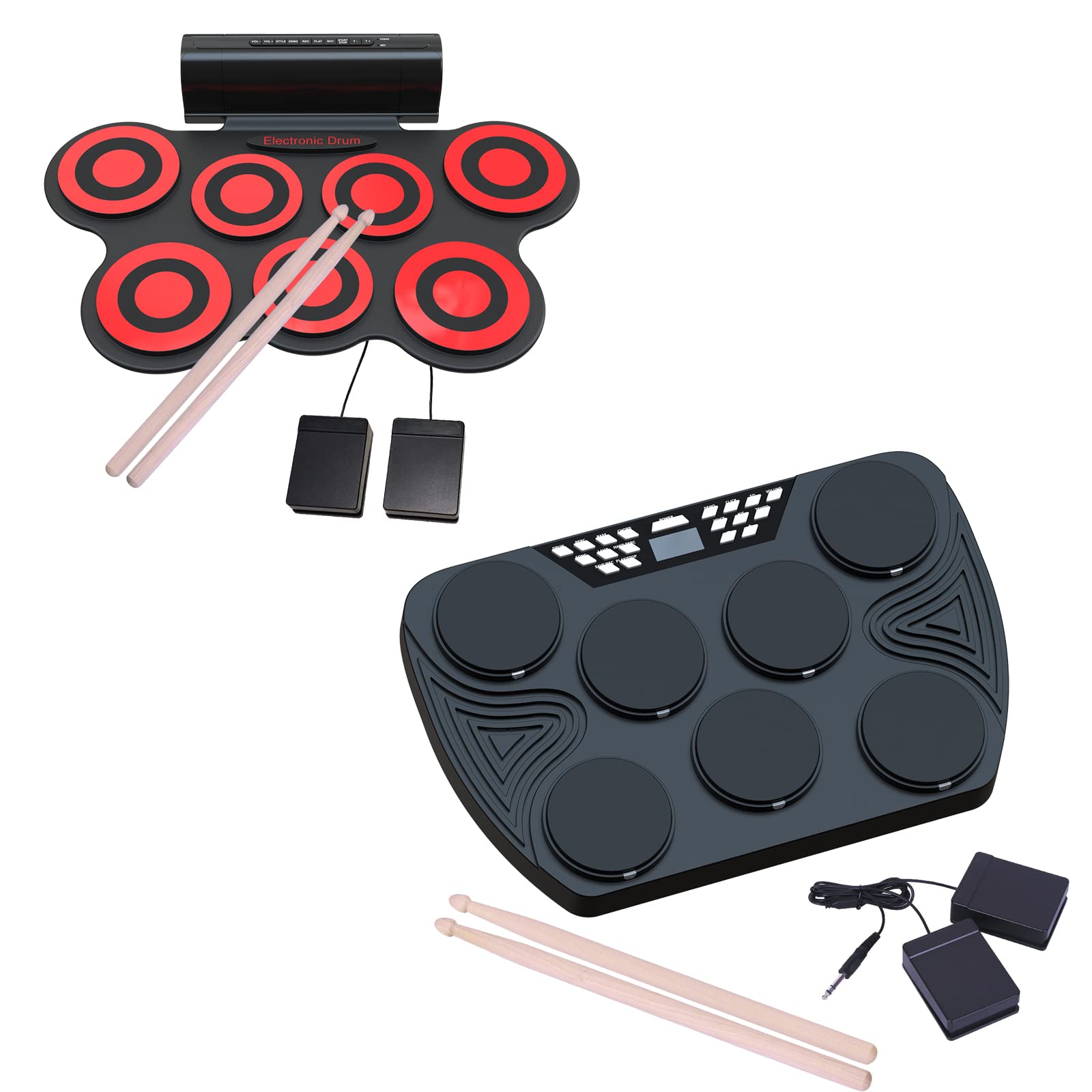 KONIX Portable Electric Drum Set - Digital MIDI Drum Pad with Rechargeable Battery for Home Practice, Studio Recording & Live Performance | Electronic Drum Kit for Beginners & Professionals