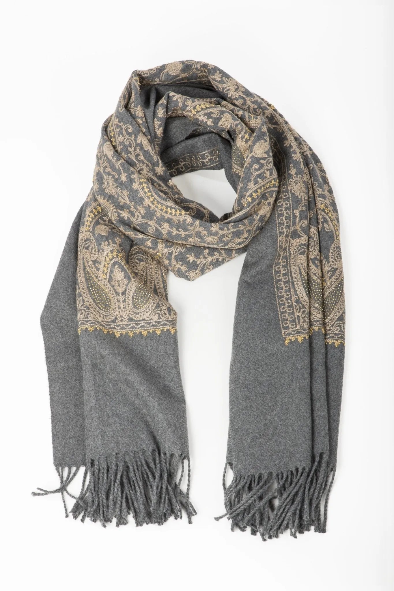 Elegant Reversible Embroidered Scarf for Women - Shimmering Fashion Accessory for Fall & Winter Outfits, Parties and Special Occasions