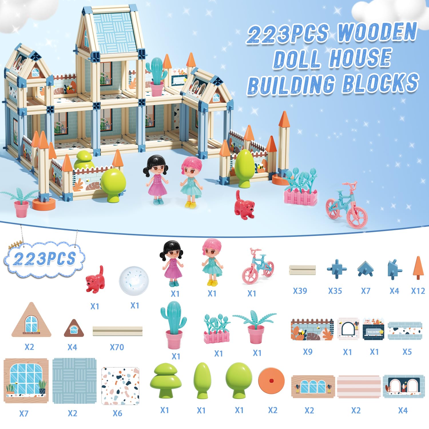 Dollox 233-Piece Princess Castle Building Blocks Set - Creative DIY 3D Construction Toy for Kids Ages 5-8 | Montessori Educational STEM Gift for Girls & Boys | Perfect for Birthday, Christmas & Indoor Playtime