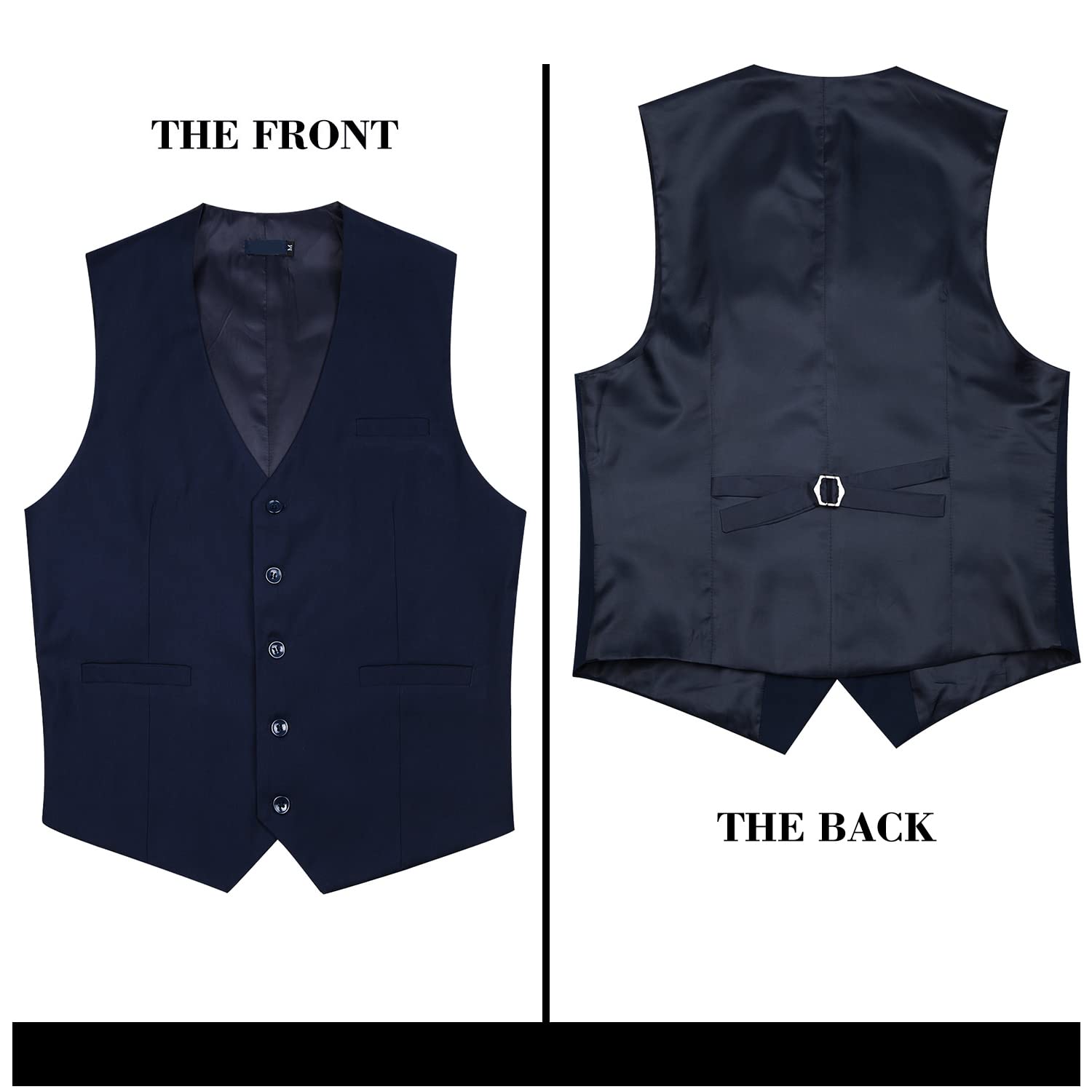 Enlision Men's Slim Fit Business Suit Vest - Formal Waistcoat for Tuxedo & Office Wear - Solid Color Dress Vest for Weddings, Prom & Business Events