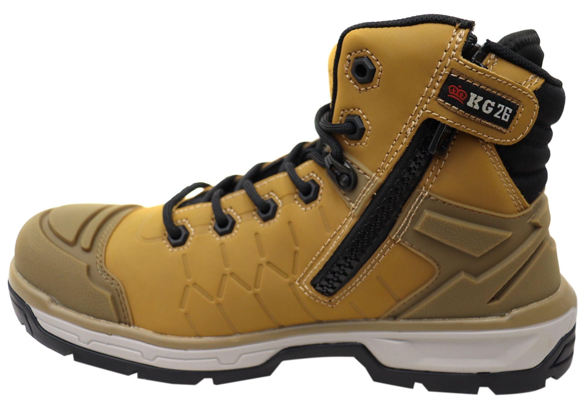 KingGee Men's Quantum Hybrid Zip Lace Composite Toe Work Boots - 5 Inch Safety Shoes for Construction, Warehouse & Outdoor Work