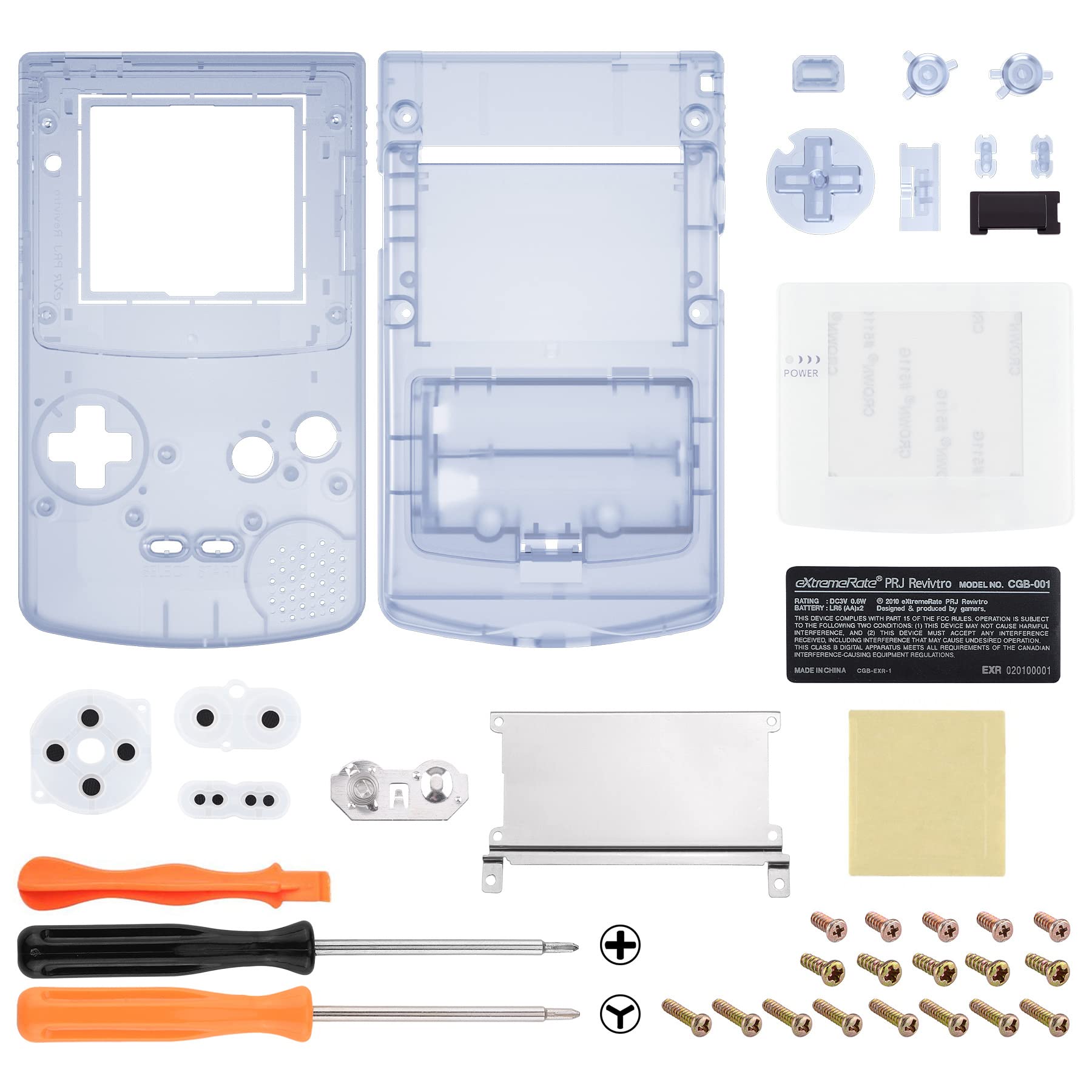 eXtremeRate Glacier Blue Replacement Shell Full Housing Cover & Buttons for Gameboy Color (GBC) - Compatible with OSD IPS, Regular IPS & Standard LCD Screens - DIY Console Upgrade Kit - Perfect for Gaming Enthusiasts & Retro Modding Projects