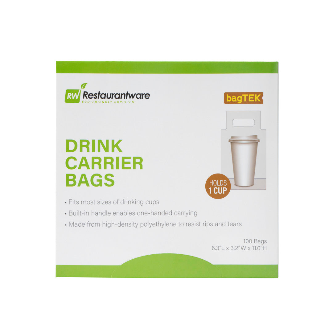 Clear Plastic Drink Carrier Bag - Holds 1 Cup (6.25