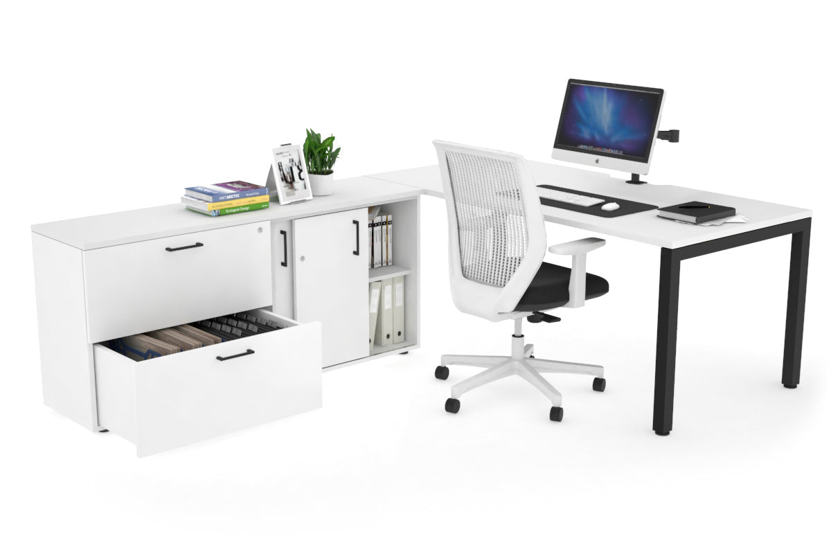 Quadro Square Executive Standing Desk Black Frame [1800L x 800W with Cable Management] - Perfect for Home Office & Modern Workspace Setup
