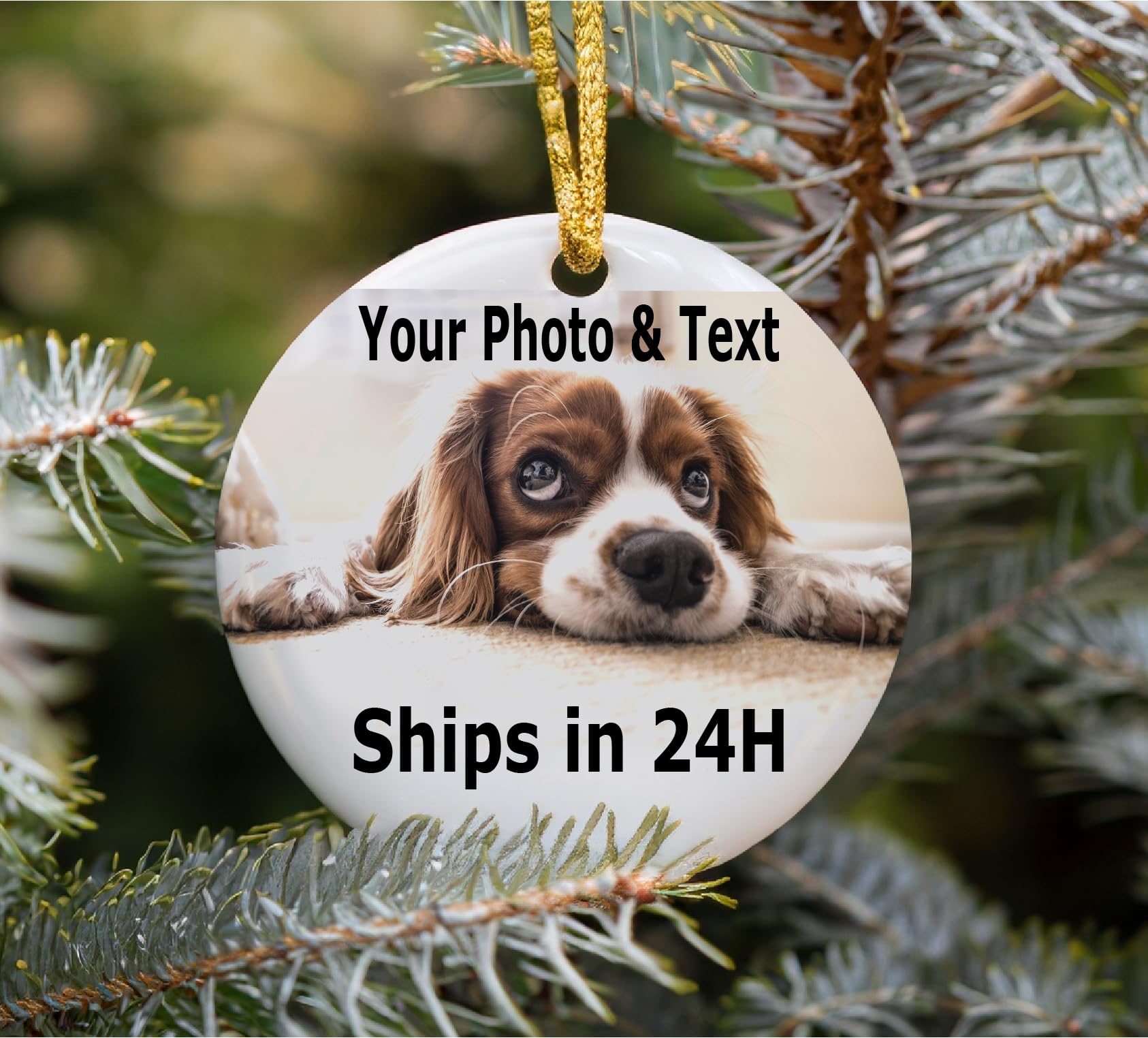 Custom Personalized Christmas Ornament with Photo, Text & Art - 3