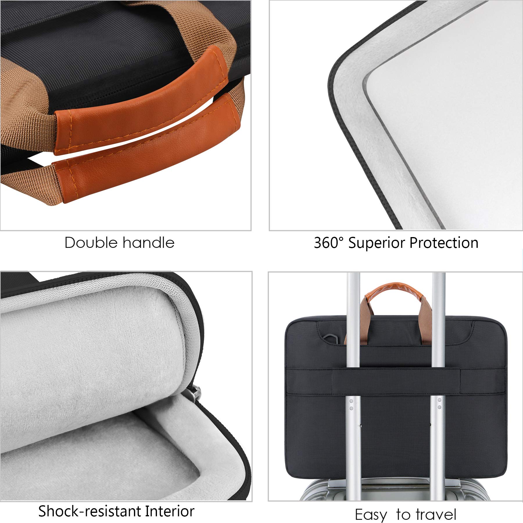 Lacdo 360° Protective Laptop Sleeve Case for MacBook Pro/Air, Notebook & Netbook - Waterproof Shoulder Bag with Padded Compartment (Perfect for Work, School & Travel)