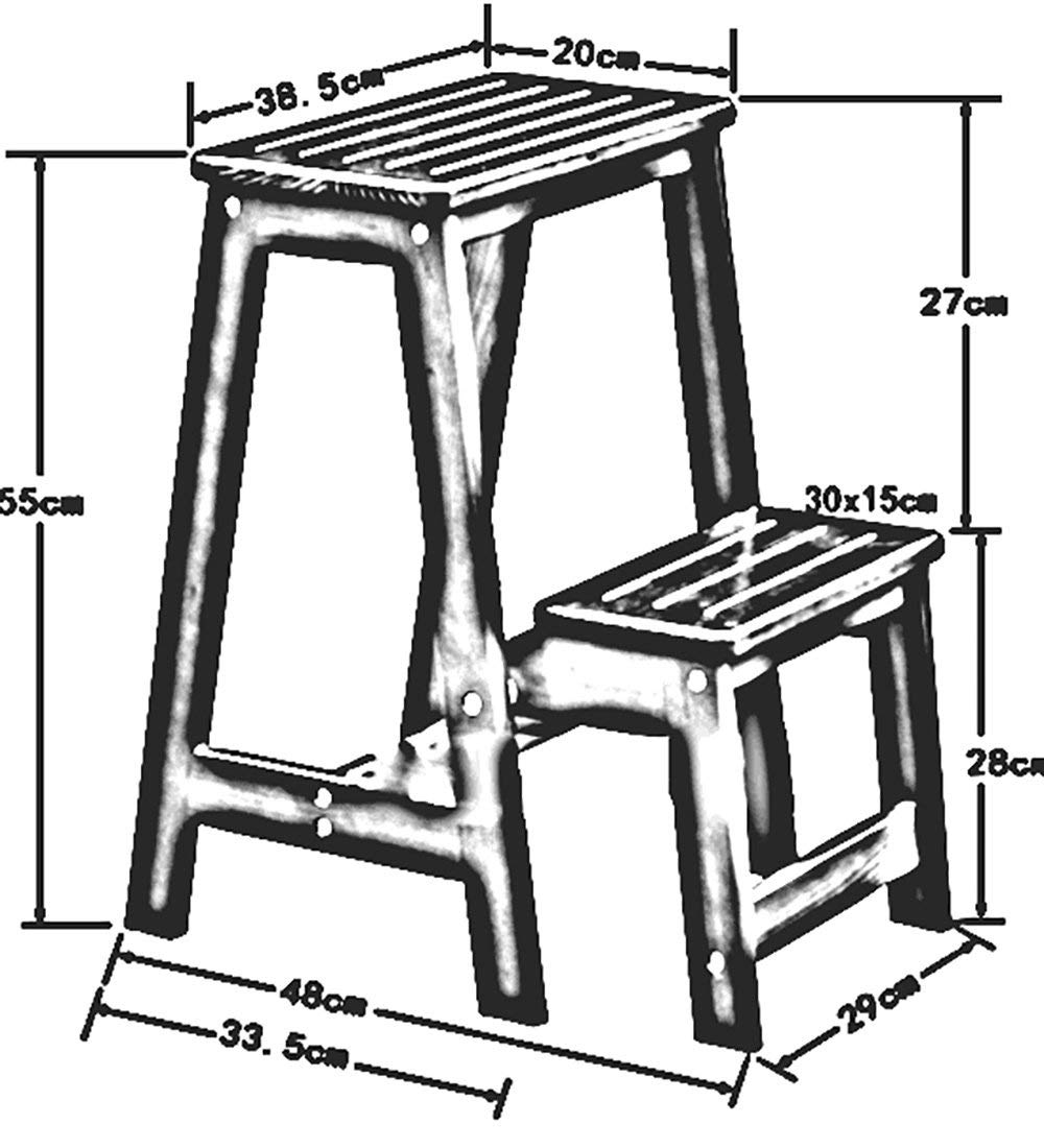 2-Step Wooden Step Stool with Non-Slip Surface, Foldable Ladder Chair, Solid Wood Climbing Stool in 3 Colors (38.5x20x55cm) - Perfect for Kitchen, Bathroom, Kids Room & Home Organization