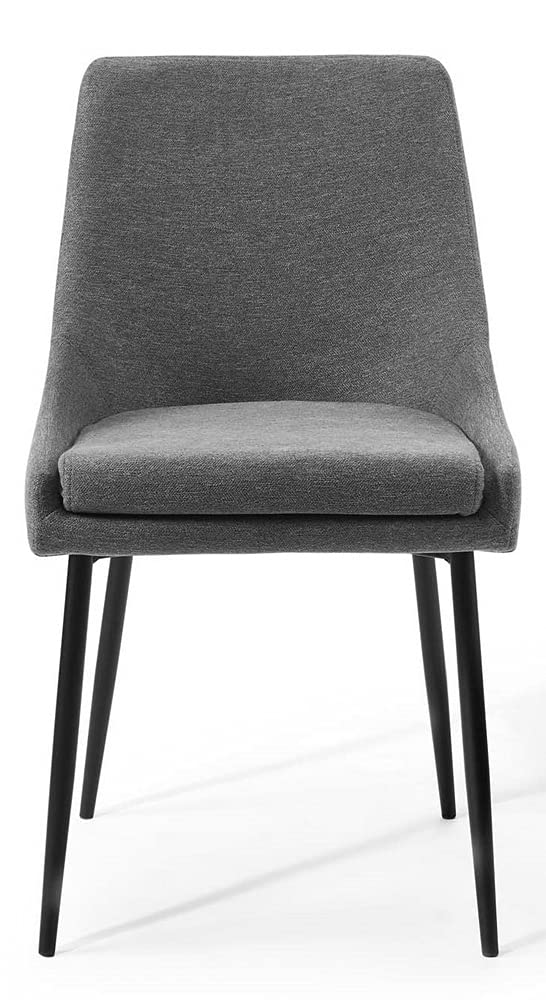 Modway Viscount Upholstered Fabric Dining Chairs Set of 2 - Black Charcoal Modern Kitchen Chairs for Dining Room, Restaurant & Home Decor