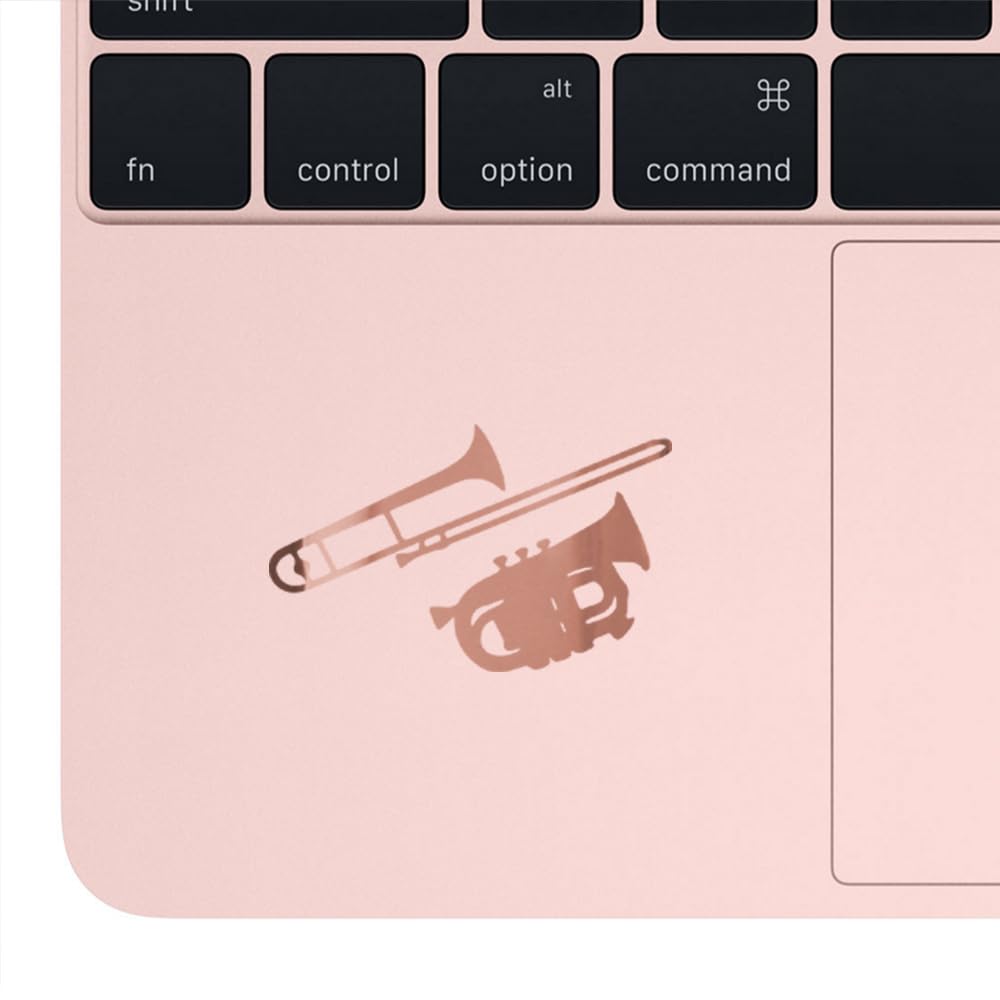 Premium Rose Gold Baritone Trombone Vinyl Decal Stickers (Set of 2) - Waterproof, Durable for Laptop, Phone, Helmet, Car, Mug, Wall Decor | Perfect for Musicians, Band Members & Music Lovers' Accessories
