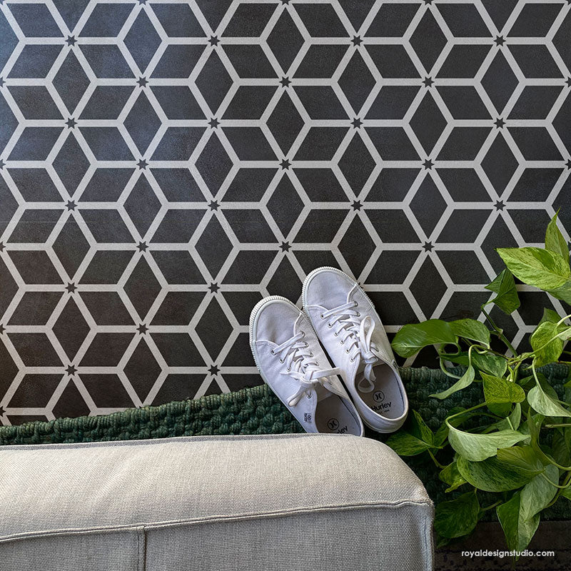Tessellated Tile Stencil for DIY Mosaic Art - Geometric Wall & Floor Tile Painting Template - Perfect for Home Decor, Bathroom, Kitchen Backsplash Projects