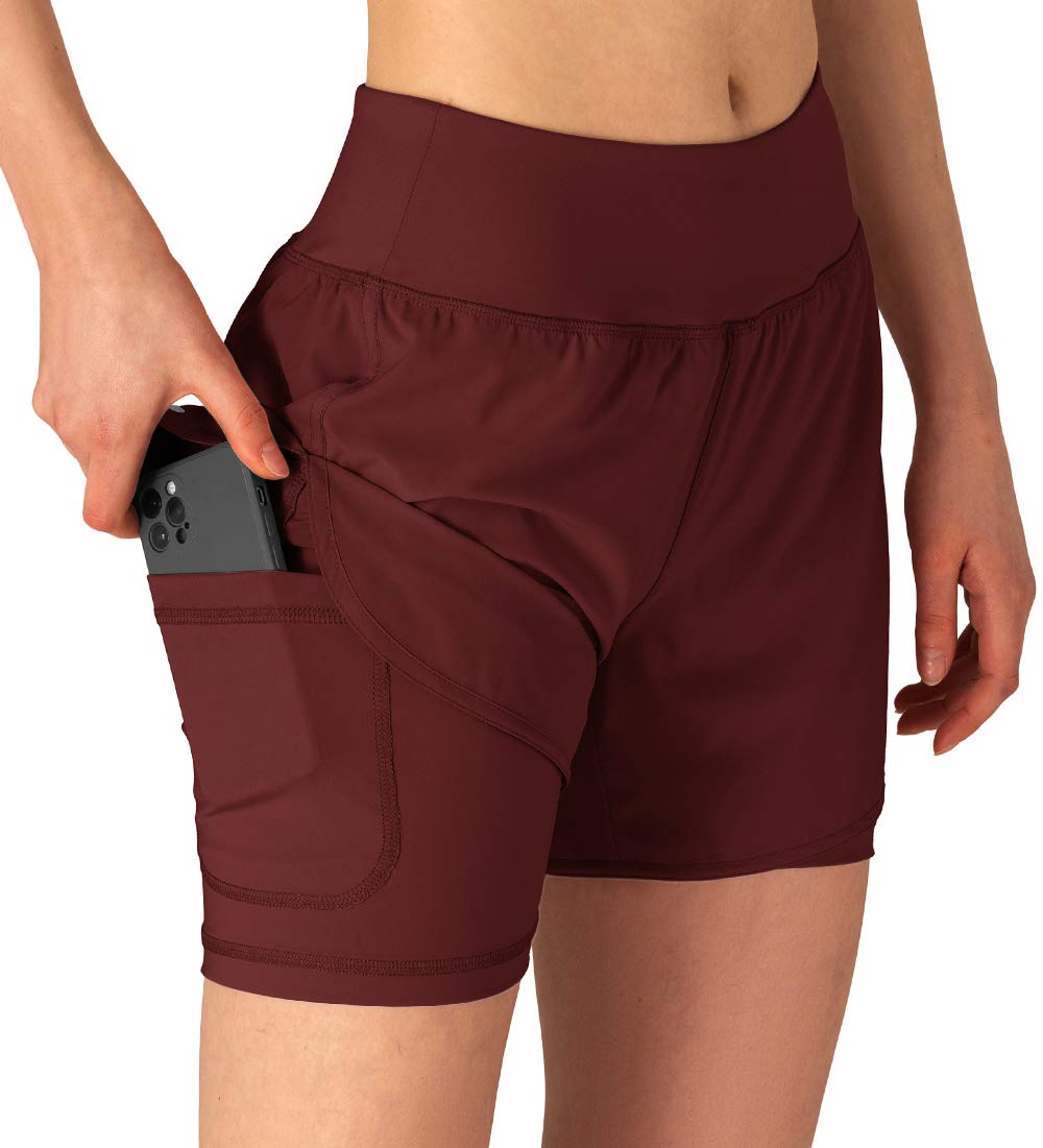 Gopune Women's 2-in-1 Running Shorts with Liner - High Waist Workout Athletic Shorts for Yoga, Gym & Fitness Training - Perfect for Jogging, Cycling & Summer Sports Activities
