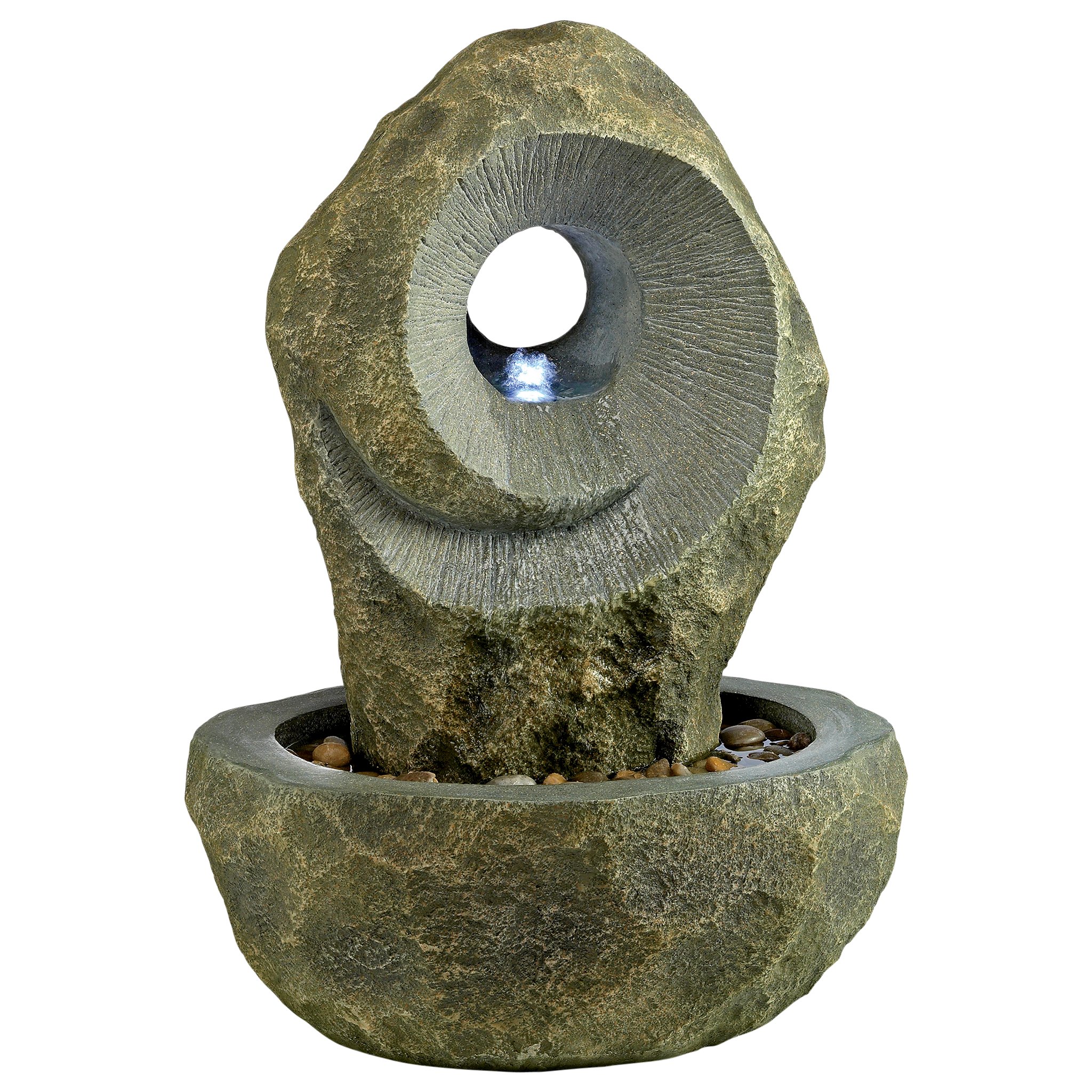 Kandinsky Spiral LED Water Fountain - Outdoor Garden Decor with Soothing Water Feature | Perfect for Patio, Yard, and Zen Meditation Spaces