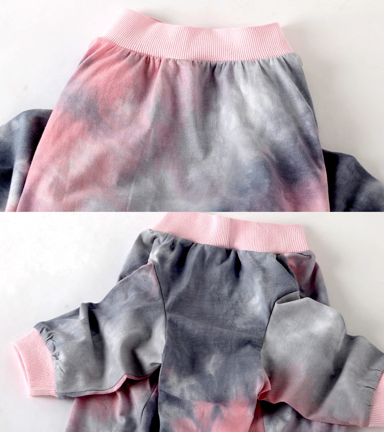 Large Dog Pajamas - Cotton Tie Dye Dog Onesie Jumpsuit | XXL Pink Pet Sleeper Shirts for Full Coverage | Perfect for Indoor Lounging & Cold Weather Comfort