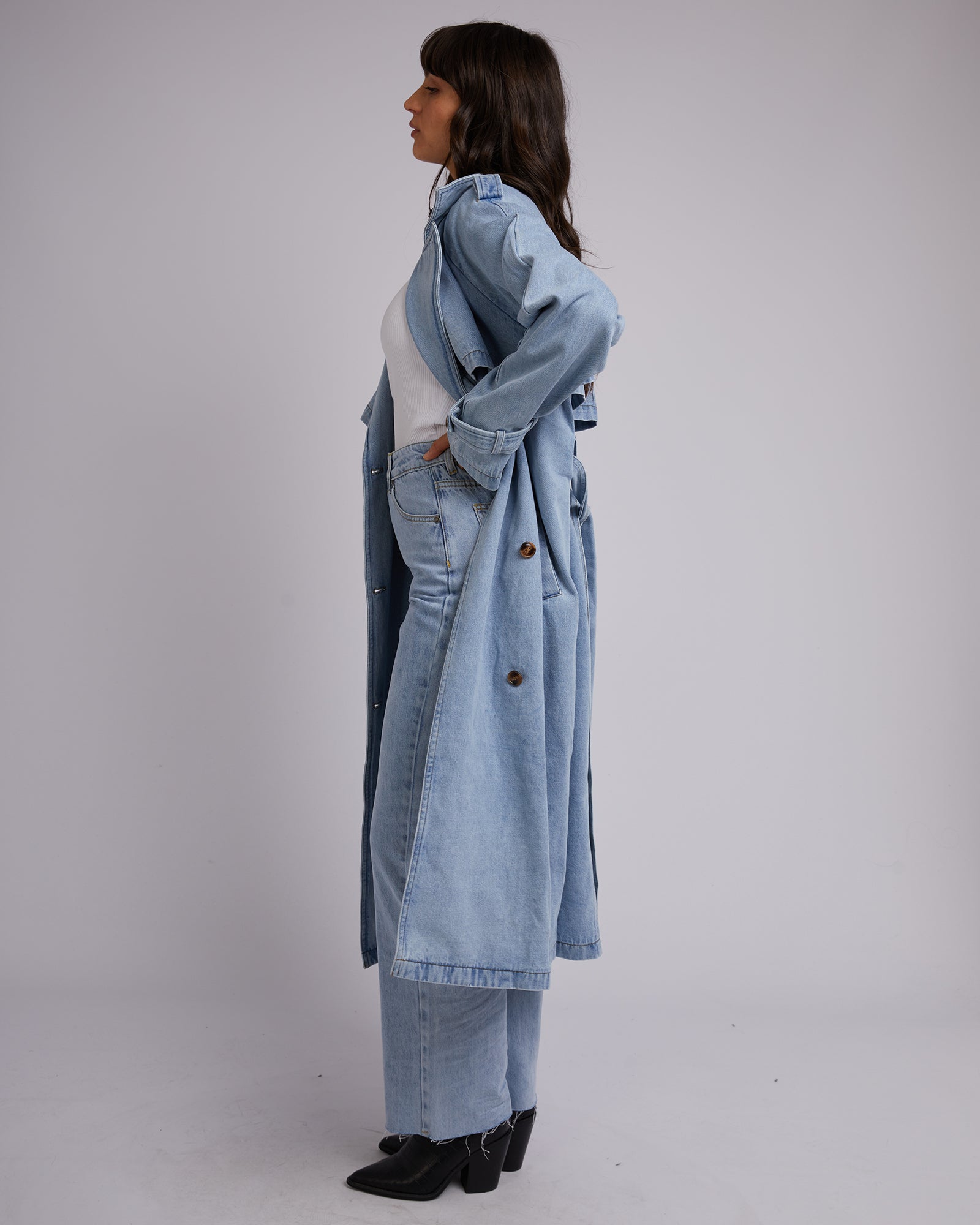 Eve Rio Light Blue Trench Coat for Women - Stylish Waterproof Long Coat for Fall & Spring | Perfect for Office, Travel & Casual Outfits