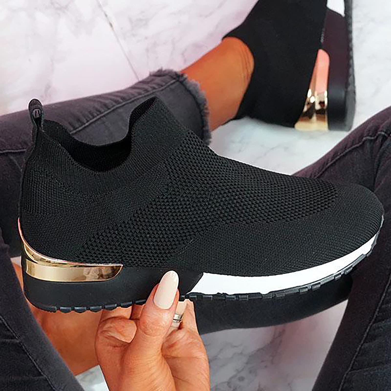 **Women's Slip-On Mesh Sneakers - Lightweight Breathable Walking Shoes for Gym, Running & Work | Comfortable Memory Foam Athletic Shoes for Summer & Daily Wear**    *(Ideal for workouts, casual outings, office wear & travel - stylish & versatile for any occasion!)*