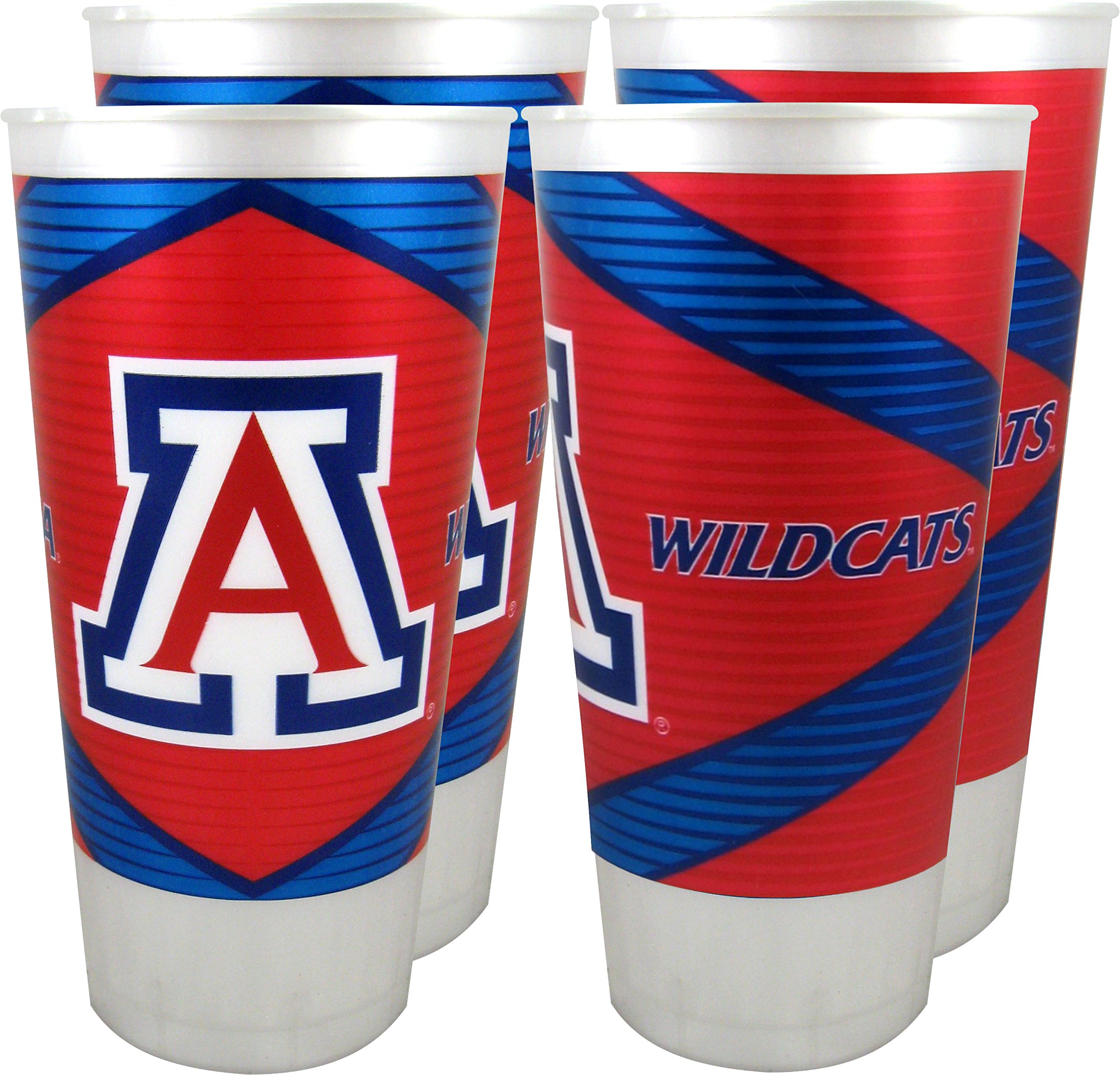 Arizona Wildcats 24 oz Souvenir Cups 4 Pack - Team Memorabilia & Collectible Drinkware for Fans - Reusable Tumblers Great for Game Day Parties, Home Decor & Sports Collections