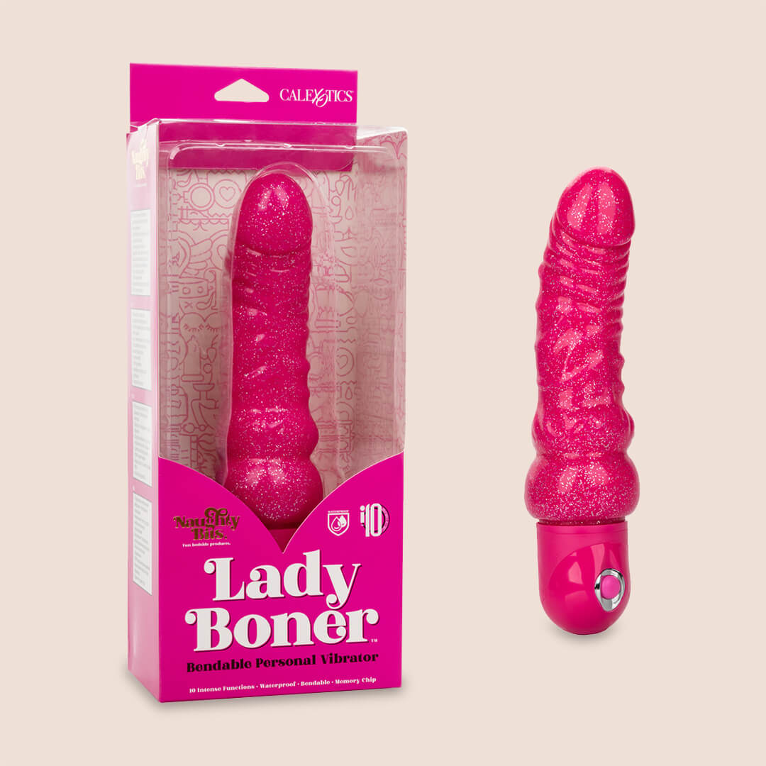 Naughty Bits™ Lady Boner Bendable Personal Vibrator - Sparkly Flexible Realistic Shaft for Women | Discreet Pleasure Toy for Solo Play & Couples Fun