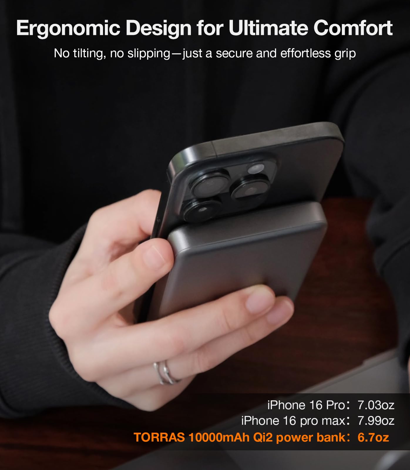 TORRAS MiniMag Qi2 Power Bank 10,000mAh - Magnetic Wireless Portable Charger with 30W Fast Charging, Qi2 Certified & Magsafe Compatible for iPhone 16/15 Series (Glacier Gray) | Perfect for Travel, Work & Outdoor Adventures