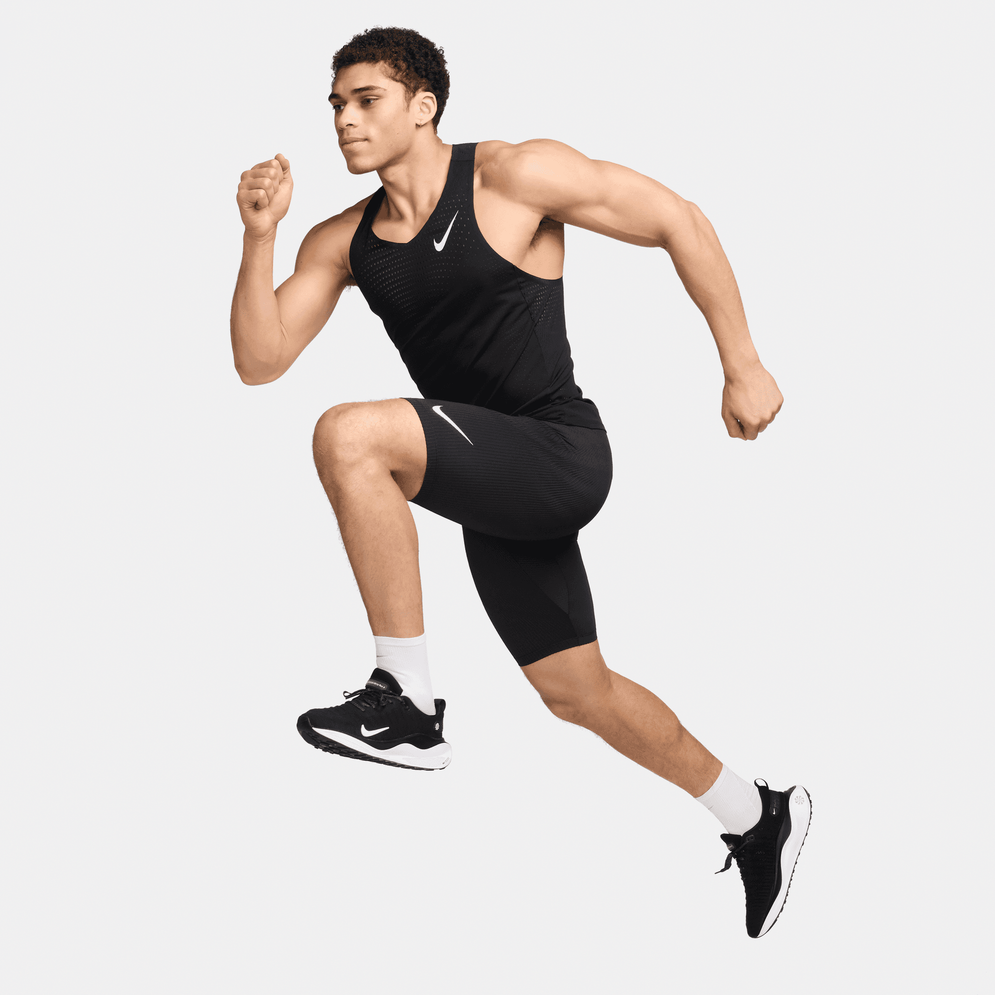 Men's Aeroswift DRI-FIT ADV Running 1/2 Length Tights - Black/Summit White - Moisture-Wicking Compression Pants for Marathon Training & Gym Workouts