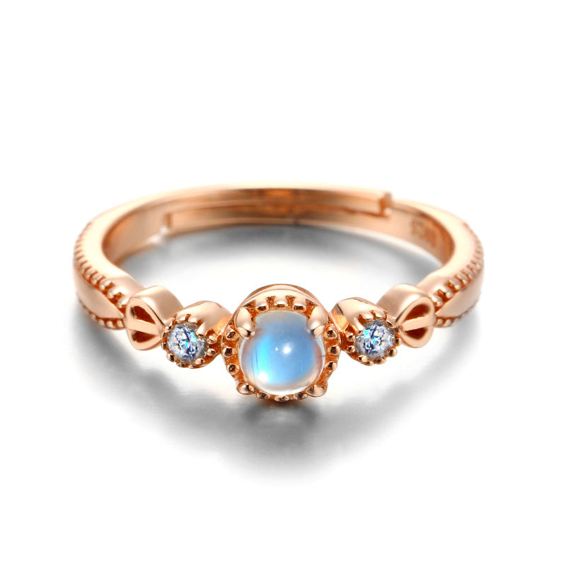 18K Gold Sterling Silver Moonstone Gemstone Ring for Women – Elegant Handmade Jewelry for Engagement, Wedding & Special Occasions | FME R242