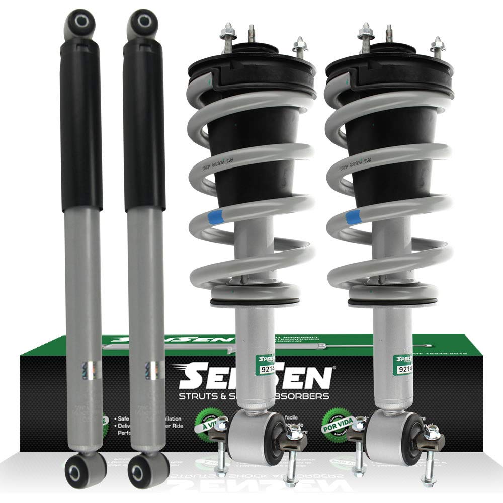SENSEN 108400-SH Front & Rear Complete Strut Assembly Shocks - Compatible with 2014 Chevrolet Silverado 1500 RWD | Left & Right Side Replacement | Smooth Ride for Off-Road & Daily Commuting
