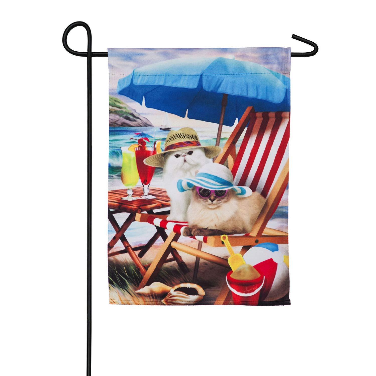 Beach Cats Garden Flag - Colorful Outdoor Decorative Flag for Yard, Patio, and Garden - Perfect for Summer, Coastal, and Beach House Decor