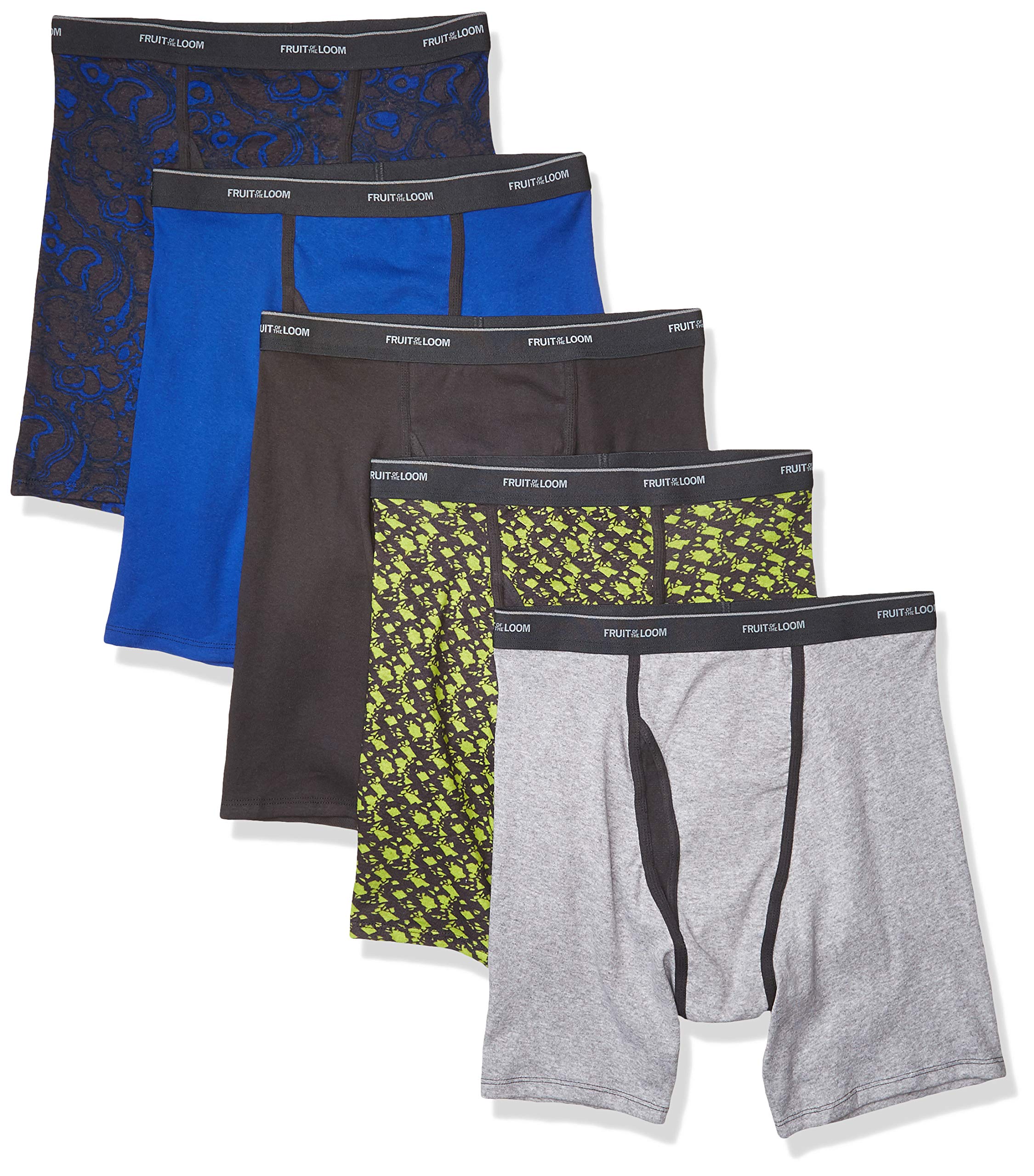 Fruit of the Loom Men's No Ride Up Boxer Briefs - Soft Breathable Cotton Underwear for All-Day Comfort - Perfect for Workout, Office & Daily Wear