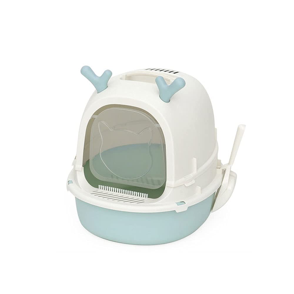 **Enclosed Cat Litter Box with Antlers – Odor Control, Splash-Proof Design for Cats – Dual Purpose Pet Toilet & Bedpan (Color: D) – Perfect for Small Spaces & Multi-Cat Homes**