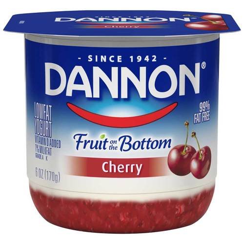 Dannon Cherry Yogurt with Fruit on the Bottom - 6 oz Cups (Pack of 12) | Healthy Snack for Breakfast, Lunch Boxes & Office Break
