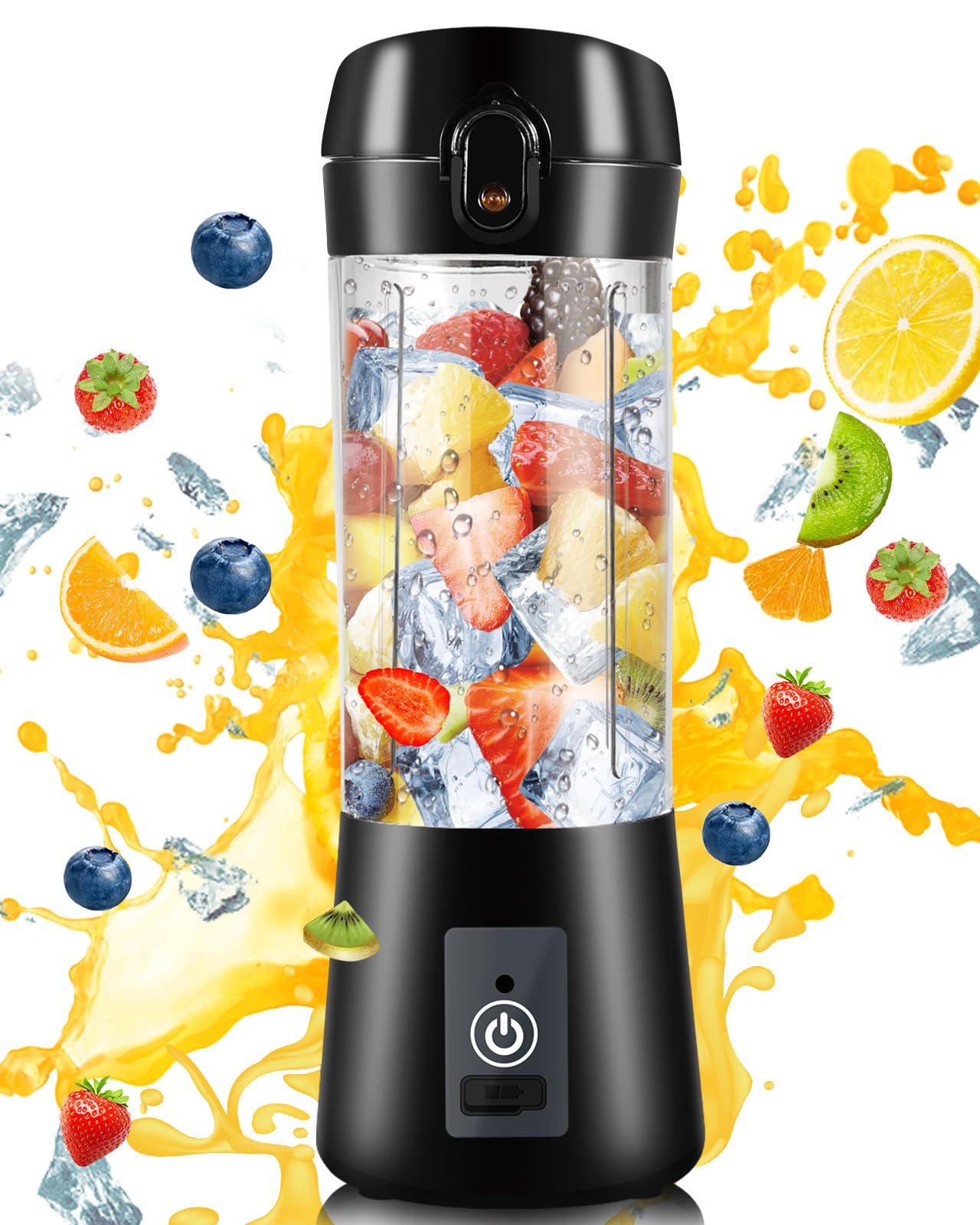 Portable USB Rechargeable Personal Blender - 380ml Mini Blender for Smoothies, Shakes & Juices with 6 Blades & Strong Cutting Power - Perfect for Travel, Gym, Office, Camping & Home Use