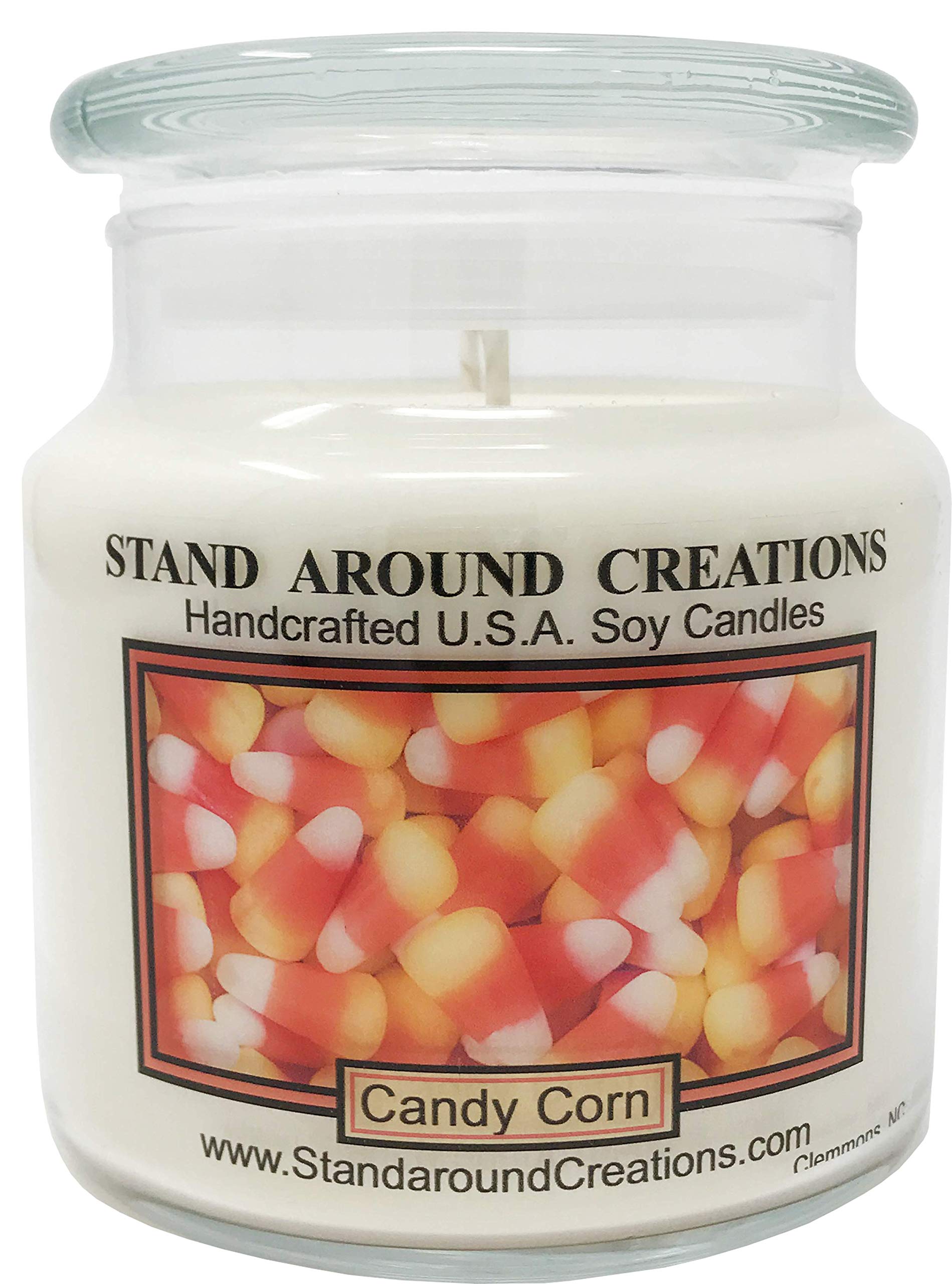 Premium 100% Soy Apothecary Candle - 16 oz Vanilla Candy Corn Scent with Buttery Almond Notes | Handmade Home Decor for Relaxation, Aromatherapy & Cozy Fall Evenings