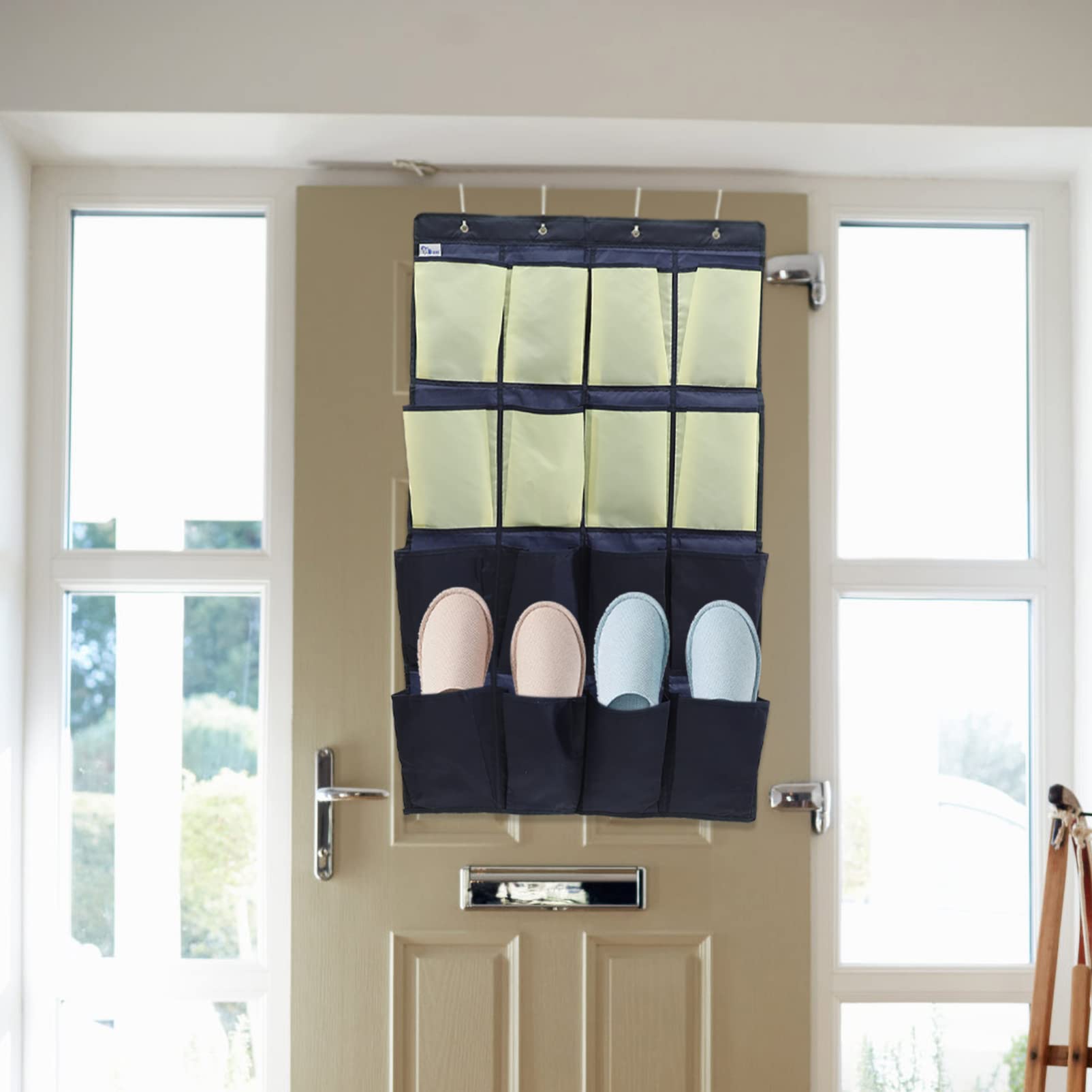 TOPBATHY Over The Door Shoe Organizer - 24 Pocket Hanging Shoe Storage Bag for Closet, Oxford Cloth Shelf & Door Organizer - Perfect for Bedroom, Entryway, and Dorm Organization