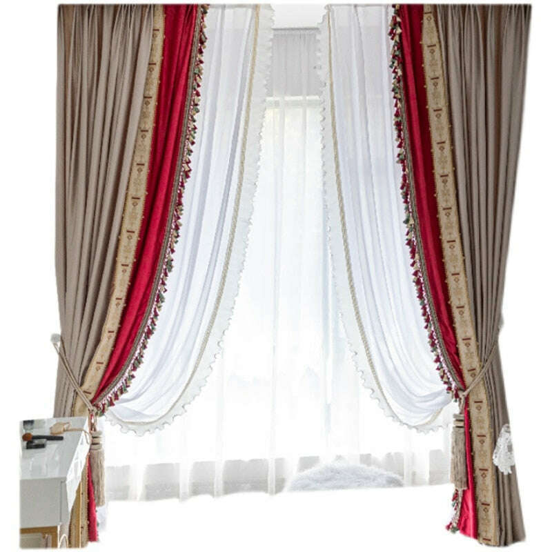 Ethan European Style Luxury Satin Curtains - Soft Beige & Blush Pink Window Drapes for Living Room & Bedroom Elegant Decor
