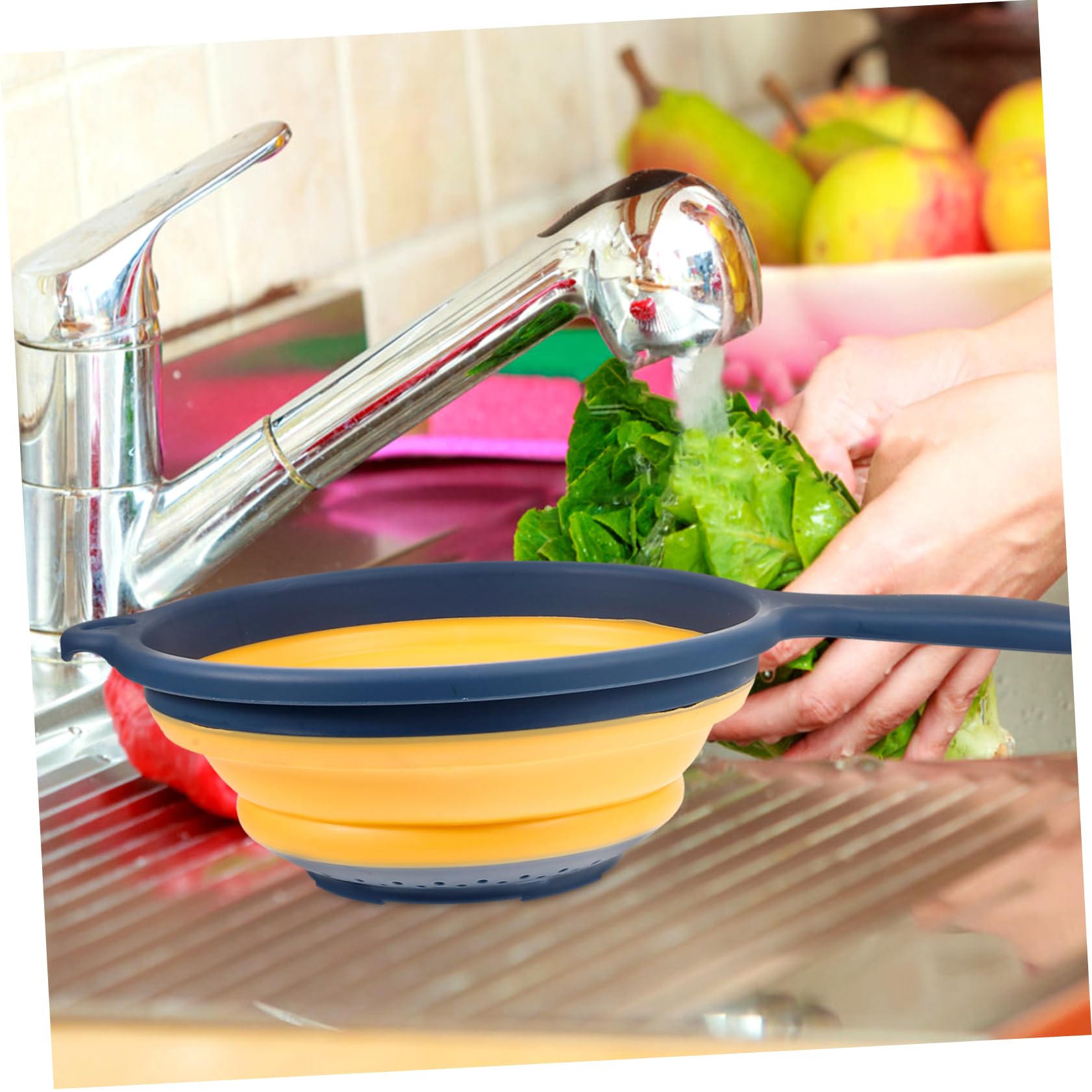 1PC Foldable Vegetable Washing Basket - Kitchen Sink Colander Strainer for Fruits & Veggies - Durable Household Draining Basket for Efficient Washing & Drying - Perfect for Meal Prep, Salad Making & Kitchen Organization