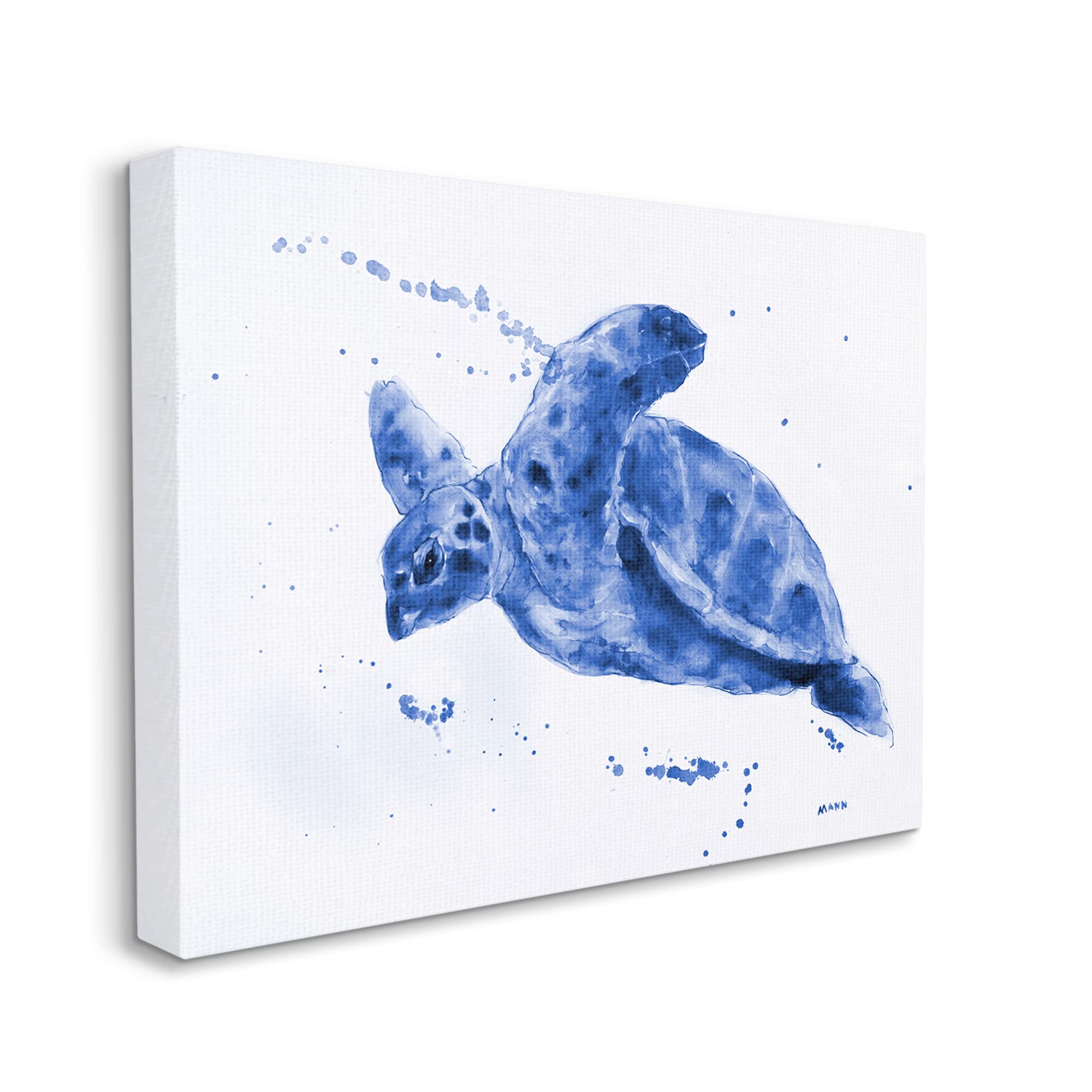 Stupell Industries Blue Sea Turtle Splashing Water Bubbles Wall Art - Coastal Decor by Patti Mann - Perfect for Beach House, Bathroom & Ocean-Themed Nursery Decor
