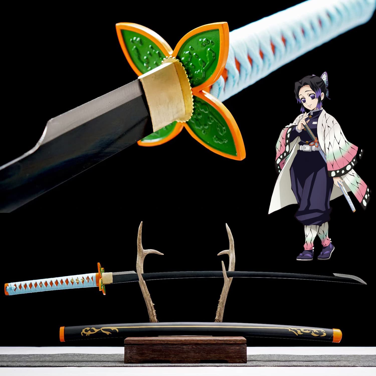 Demon Slayer Sword - Kimetsu no Yaiba Tanjiro Kamado & Shinobu Kochou Cosplay Replica - Carbon Steel Anime Prop for Halloween, Cosplay & Collectors | Japanese Anime Inspired Sword for Display & Roleplay