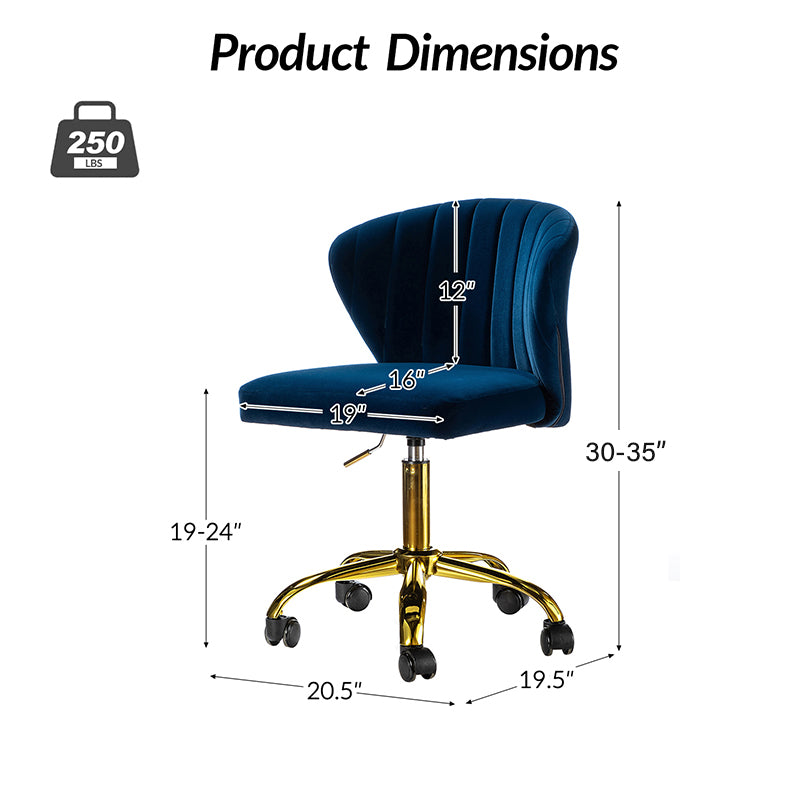Premium Chandra Velvet Office Chair - Ergonomic Executive Desk Chair with Lumbar Support for Home & Office Workspaces - Comfortable Modern Computer Chair for Long Hours of Sitting