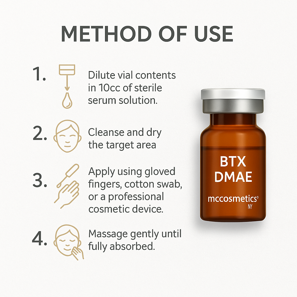 MCCosmetics NY Professional BTX DMAE Anti-Aging Face Serum - Firming & Rejuvenating Treatment with DMAE & Peptides for Wrinkles & Fine Lines (5x10ml Vials) - Perfect for Night Routine & Travel Skincare