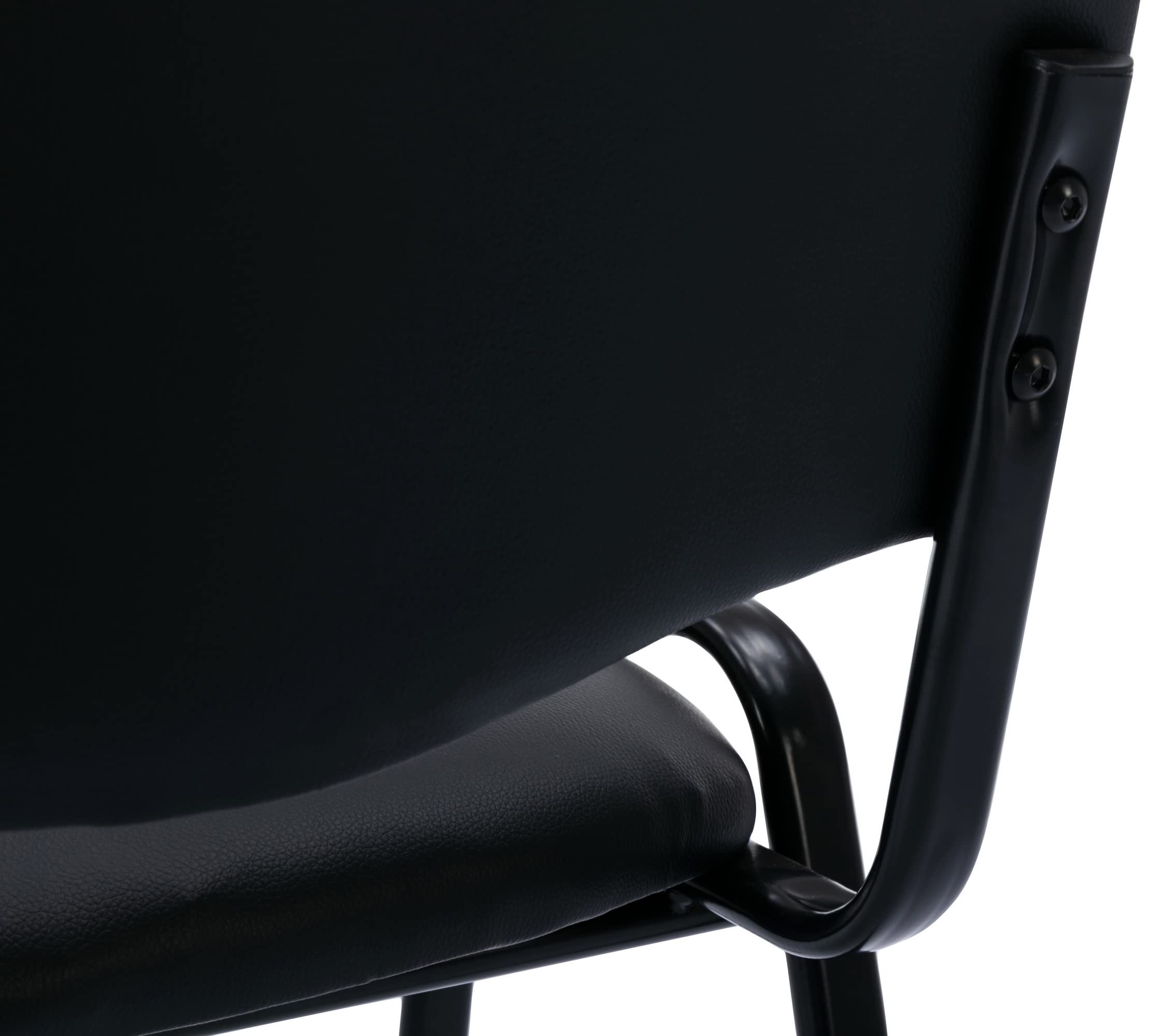 Stackable Vinyl Leather Waiting Room Chairs with Tablet Arm - 5-Pack Black Student Chairs for Classroom, Office, Conference Room & Meeting Room | Durable & Space-Saving Seating Solution for Schools, Hospitals & Reception Areas
