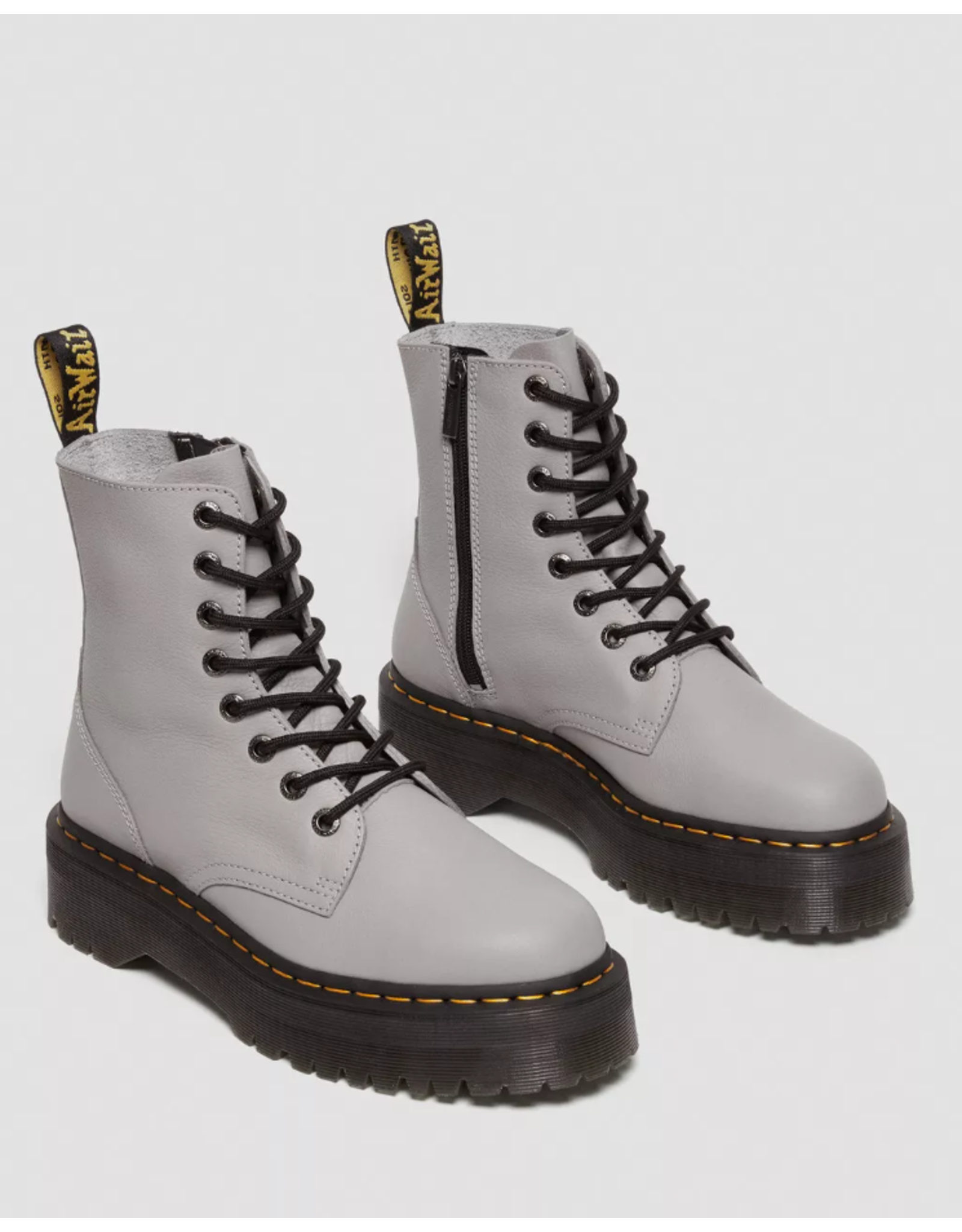 Dr. Martens Jadon III Zinc Gray Pisa Platform Boots for Women - Chunky Combat Boots with Air-Cushioned Sole | Perfect for Punk, Gothic & Streetwear Fashion