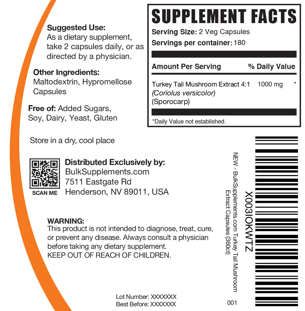 Premium Turkey Tail Mushroom Capsules - Organic Immune Support Supplement for Wellness & Vitality - Boost Energy & Health Naturally - Perfect for Daily Wellness Routine & Immune System Support