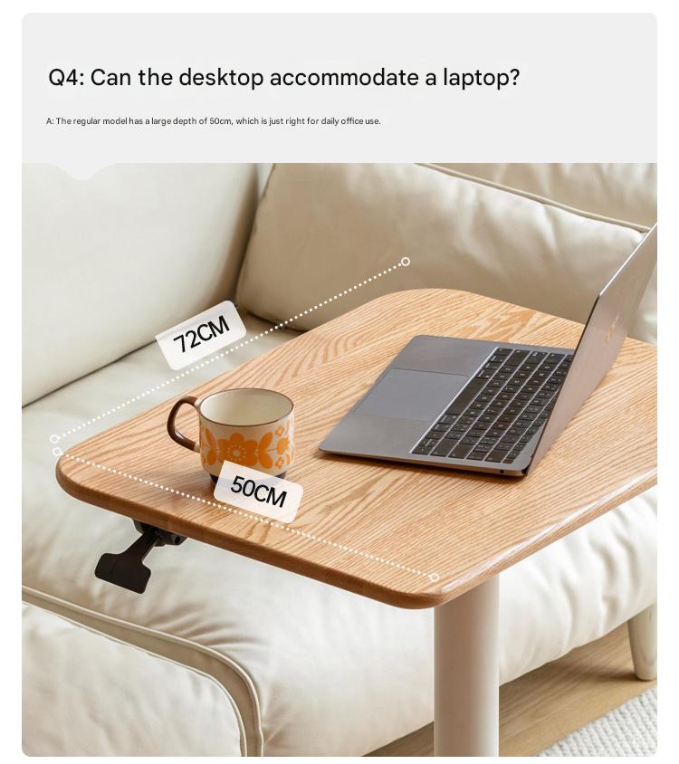Solid Oak & Ash Wood Adjustable Height Standing Desk - Ergonomic Mobile Workstation for Home Office, Study & Workspace