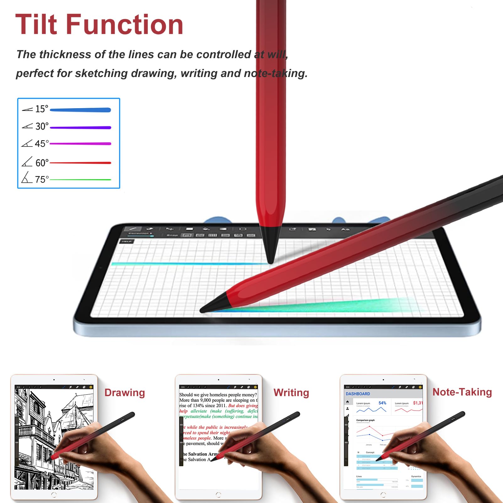 TQQ Stylus Pen for Apple iPad (2018-2024) - 2nd Gen Pencil with Tilt Detection & High Precision | Compatible with iPad 6th-10th Gen, iPad Pro 11