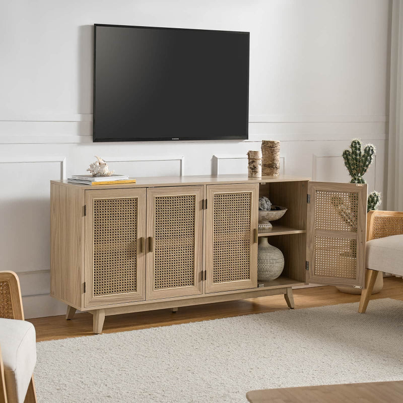 65 Inch TV Stand Console Table with Storage - Modern Entertainment Center for Living Room, Bedroom & Home Theater
